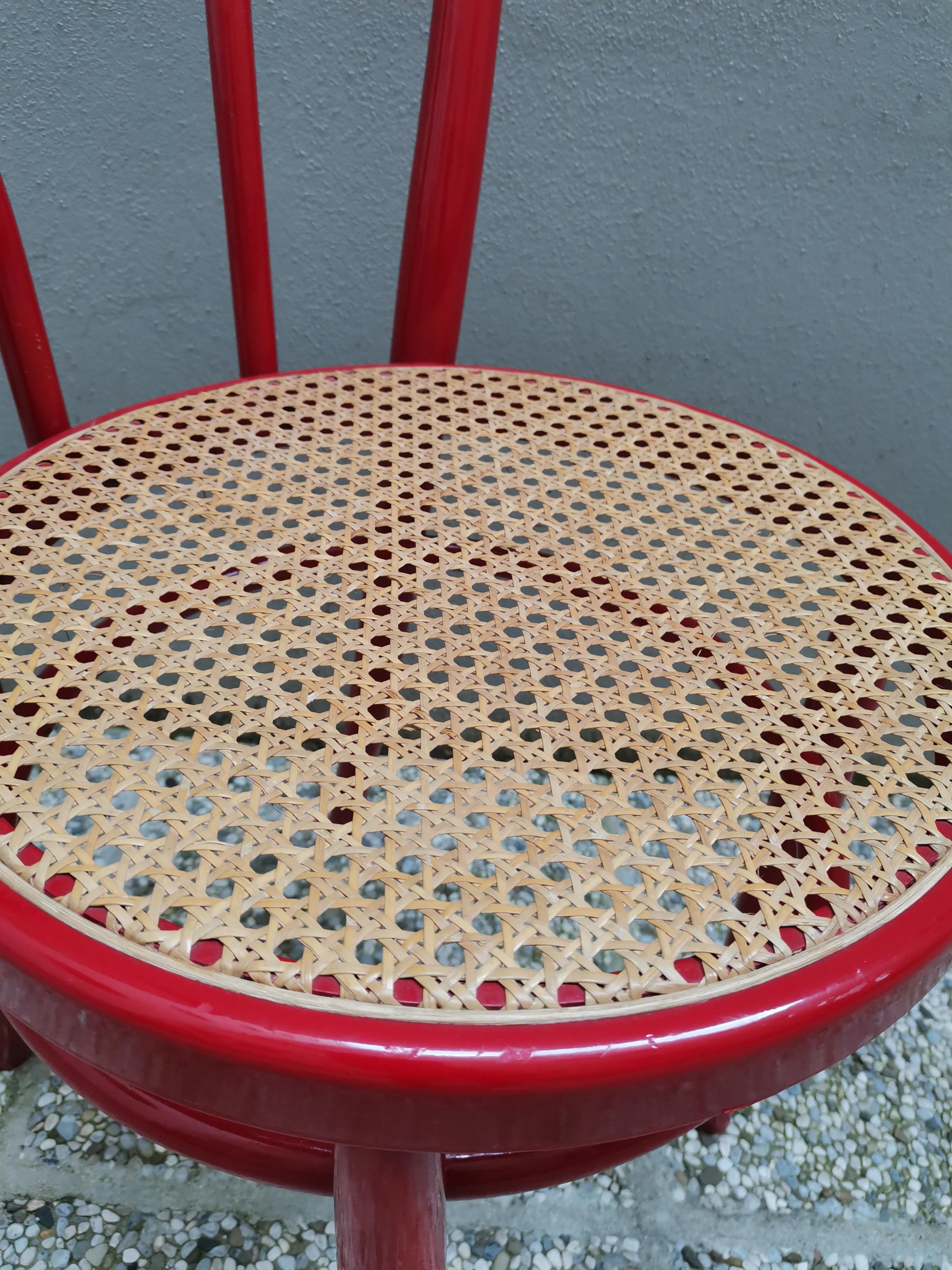 Mid-Century Modern Thonet Style Red Dining Chair, 1980s For Sale