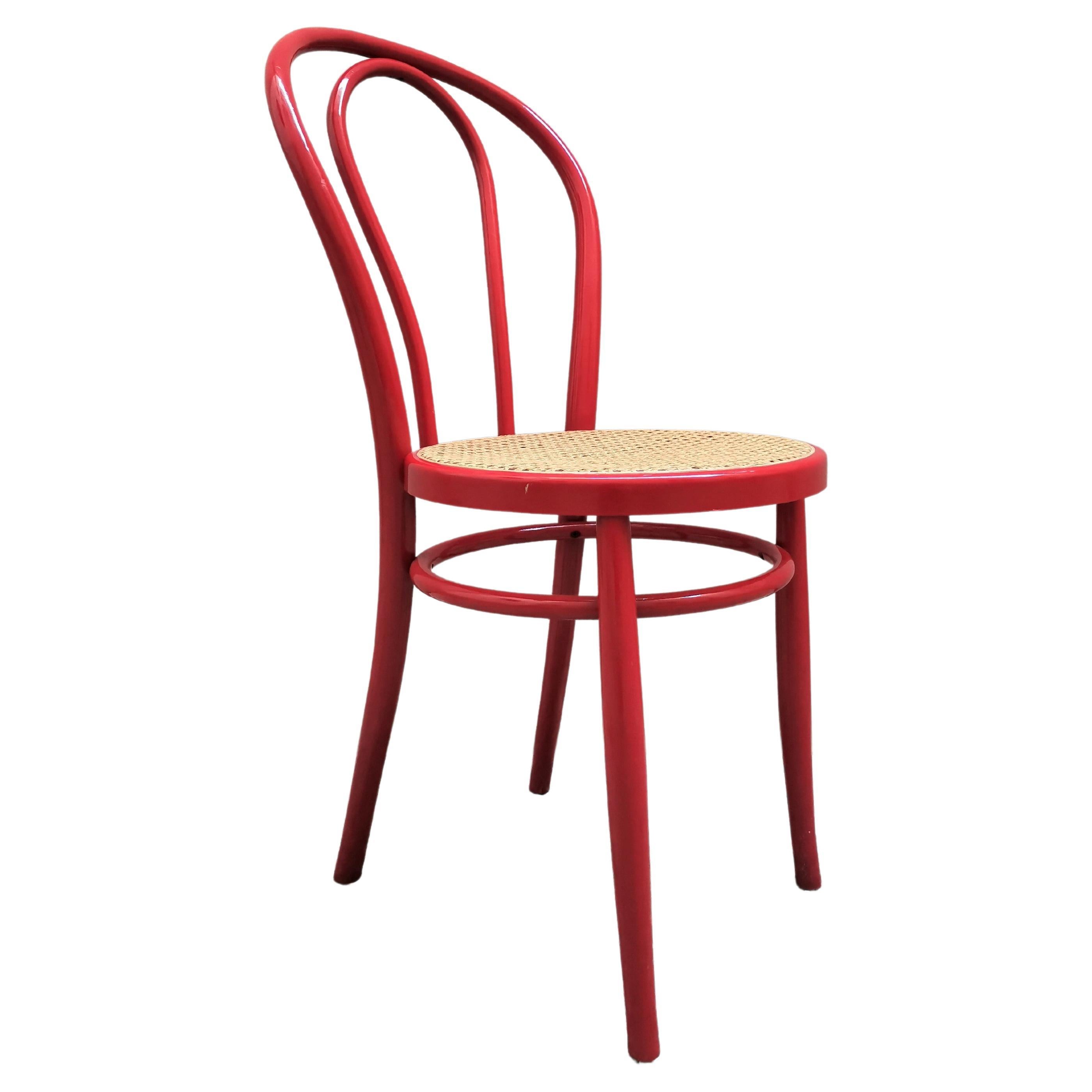 Thonet Style Red Dining Chair, 1980s For Sale