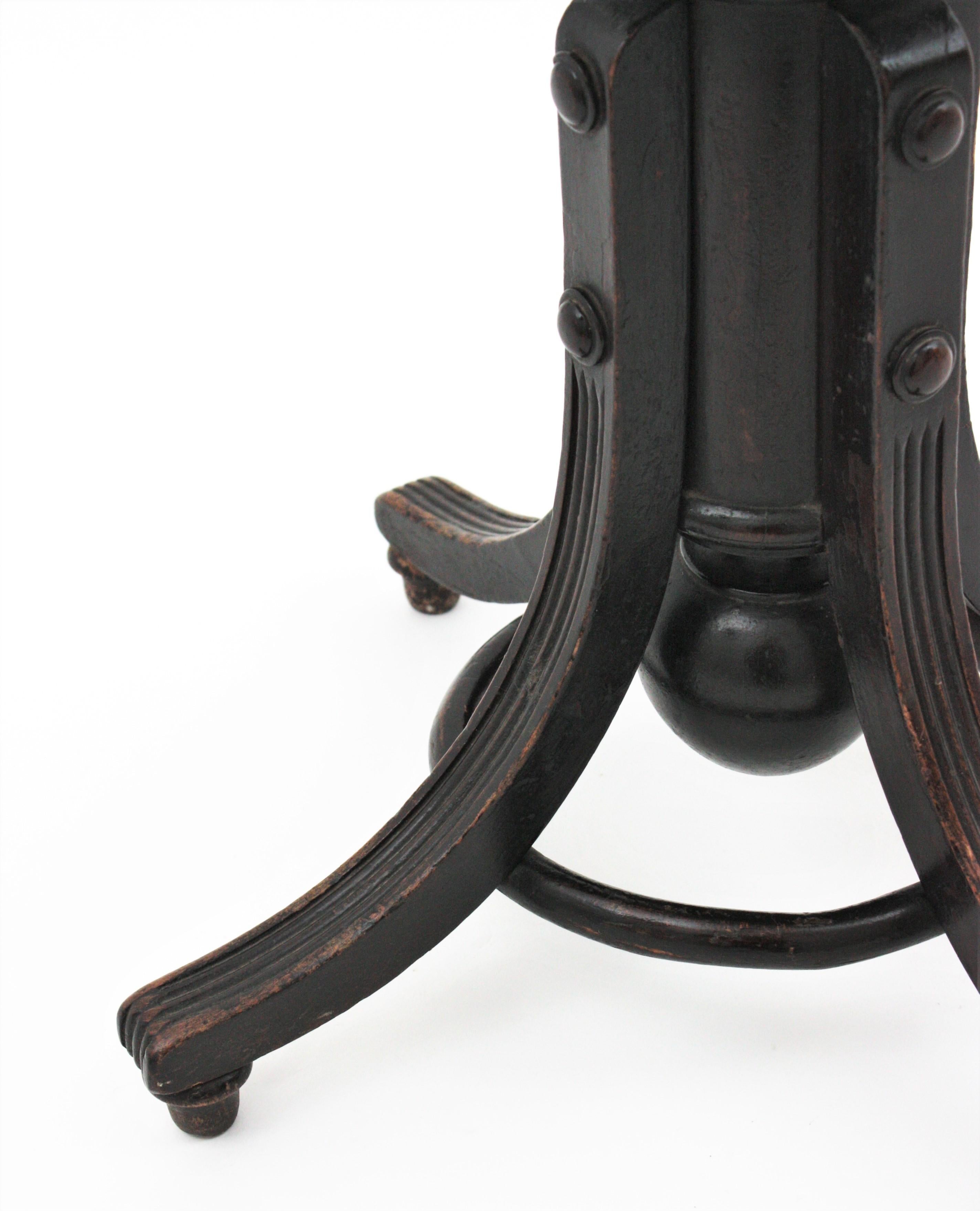 20th Century Thonet Style Revolving Stool with Cane Seat