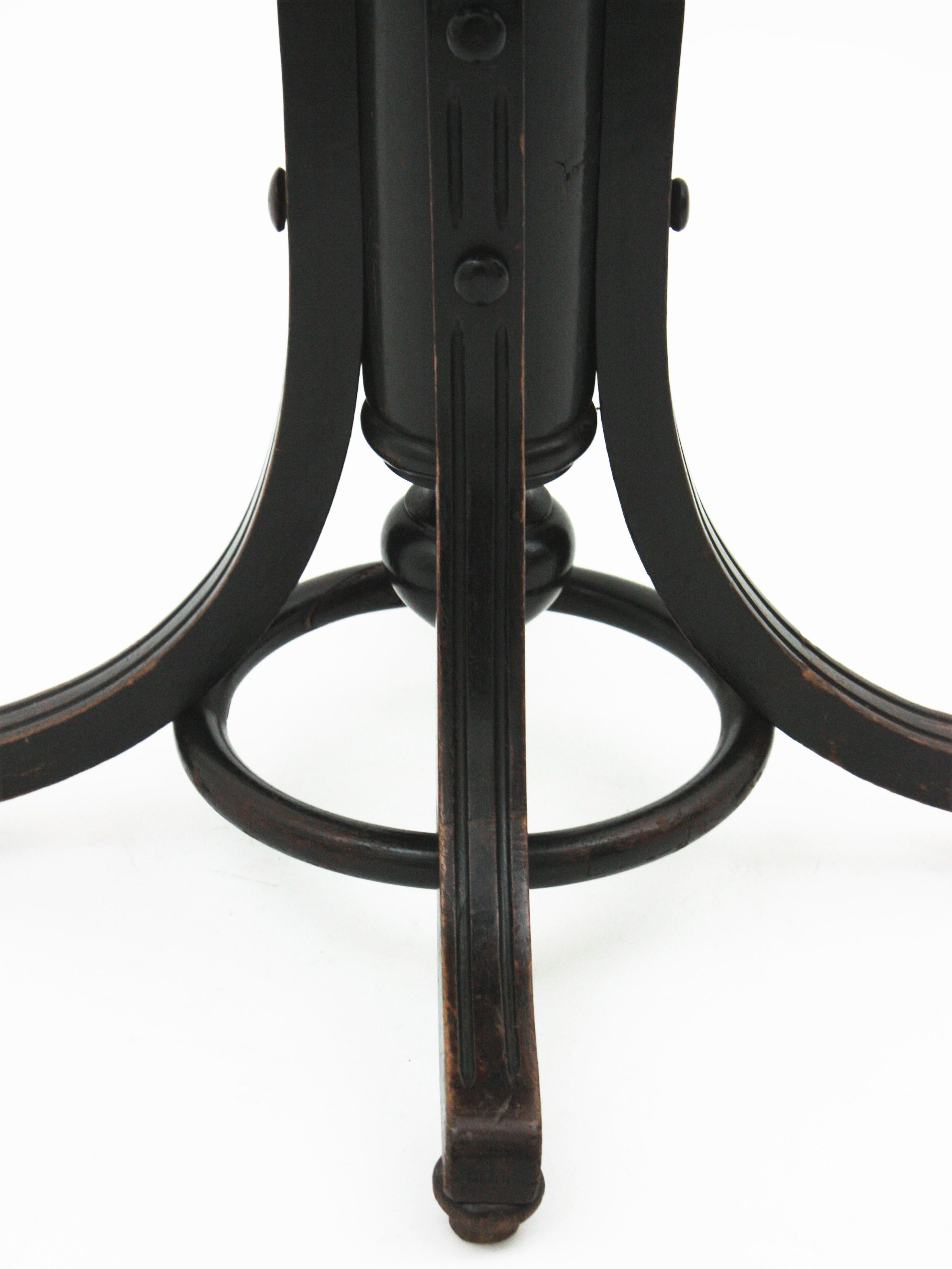 20th Century Thonet Style Revolving Stool with Cane Seat For Sale