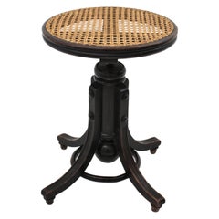 Antique Thonet Style Revolving Stool with Cane Seat