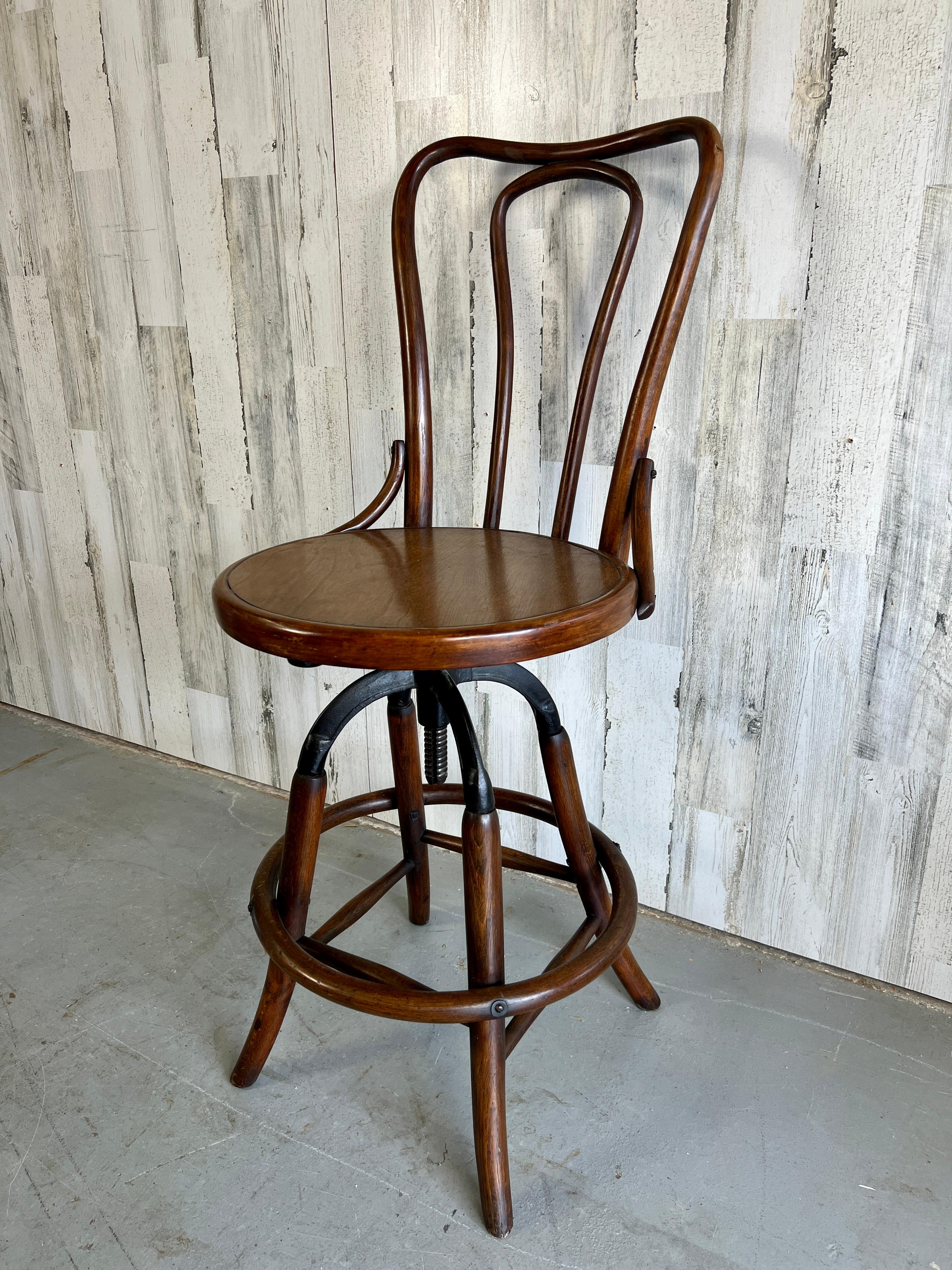 Thonet Style Switchboard Operator Bentwood Stool In Good Condition For Sale In Denton, TX