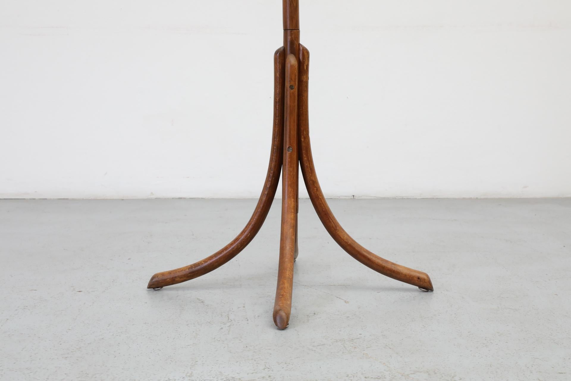 Thonet Style Teak Toned Bentwood Standing Coat Tree 4