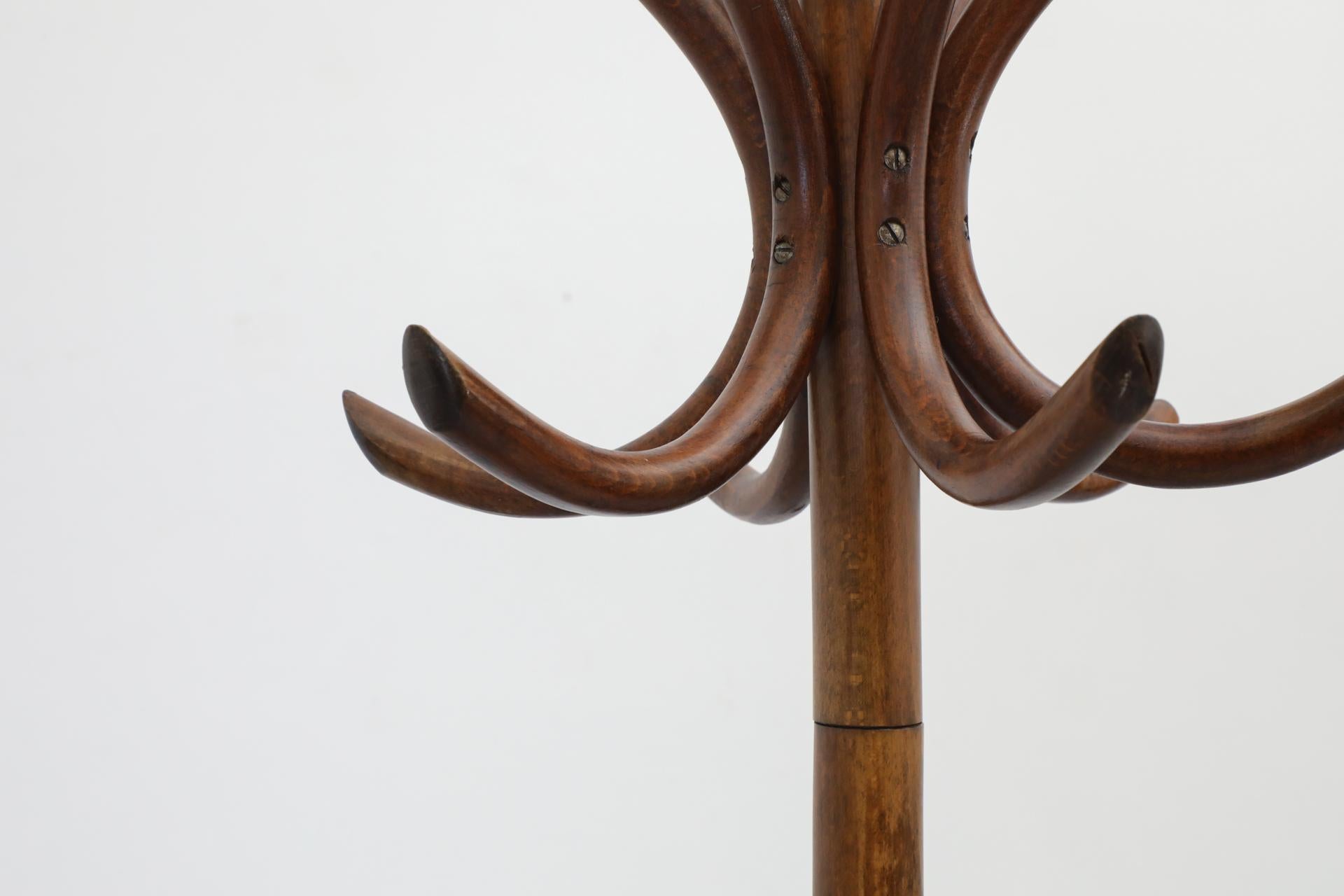 Thonet Style Teak Toned Bentwood Standing Coat Tree 5