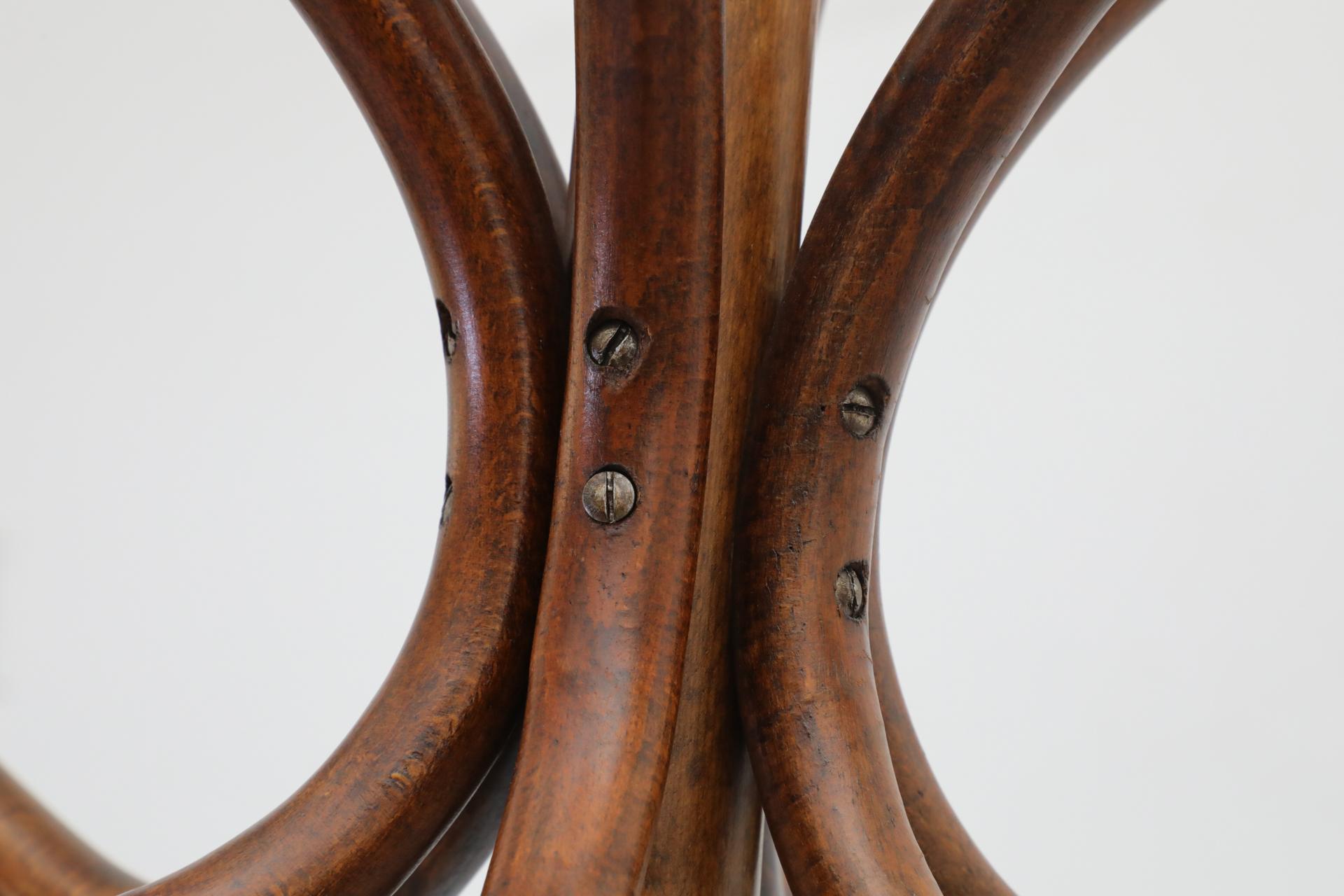 Thonet Style Teak Toned Bentwood Standing Coat Tree 7