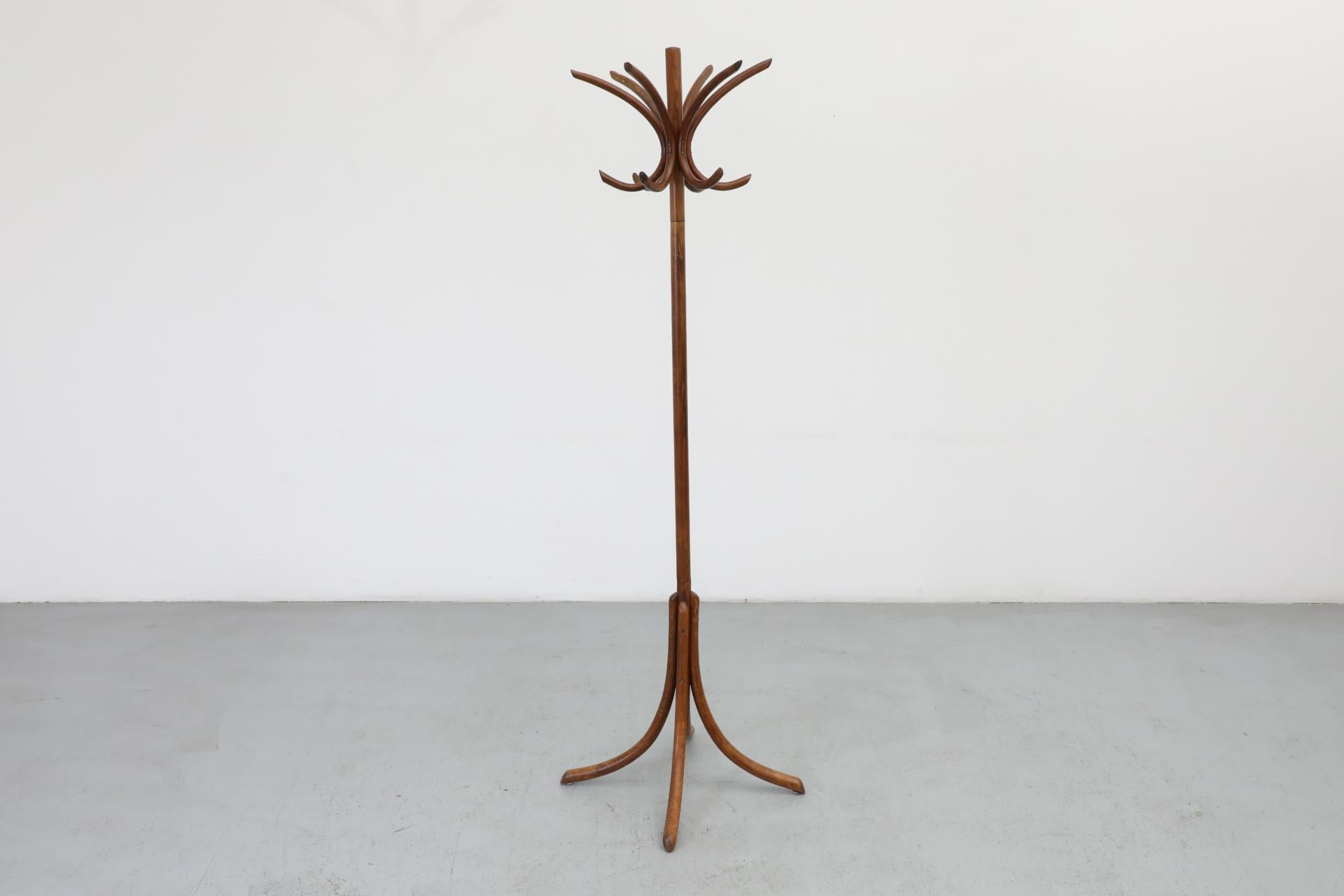 Thonet Style Teak Toned Bentwood Standing Coat Tree In Good Condition In Los Angeles, CA