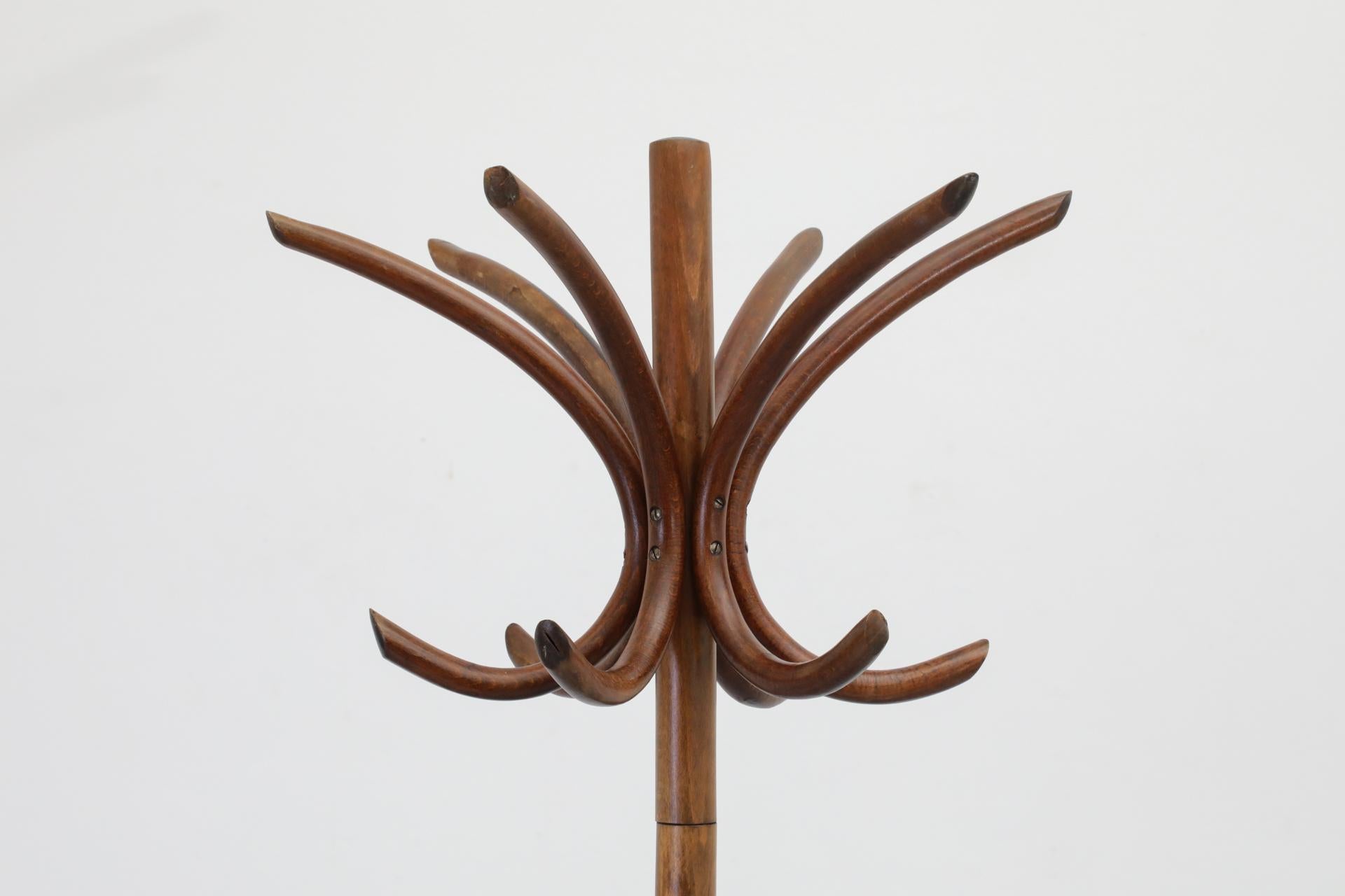 Thonet Style Teak Toned Bentwood Standing Coat Tree 1