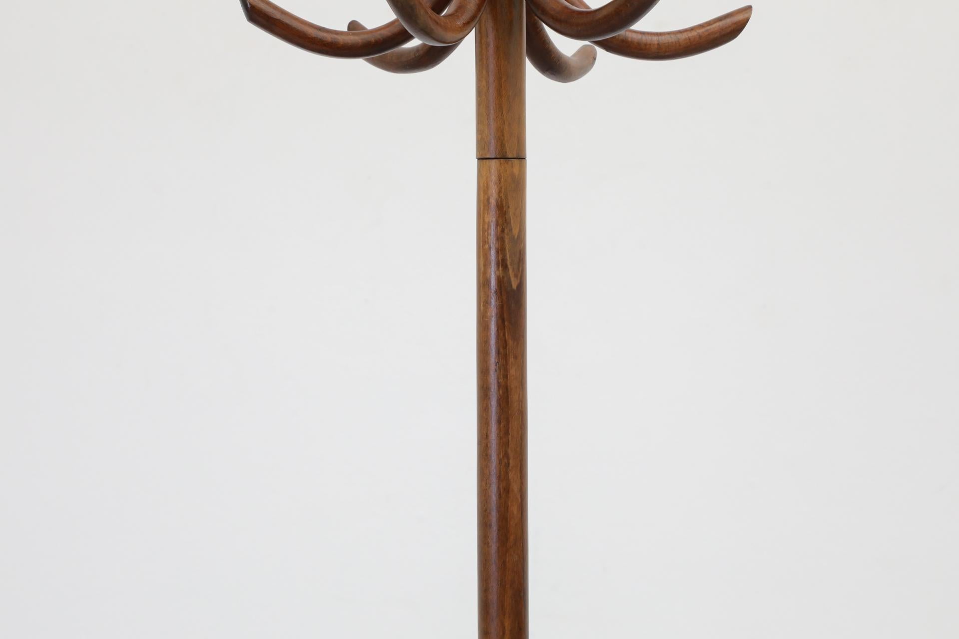 Thonet Style Teak Toned Bentwood Standing Coat Tree 2