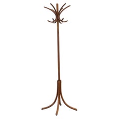 Thonet Style Teak Toned Bentwood Standing Coat Tree