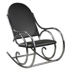 Thonet Style Tubular Metal Rocking Chair, 1950