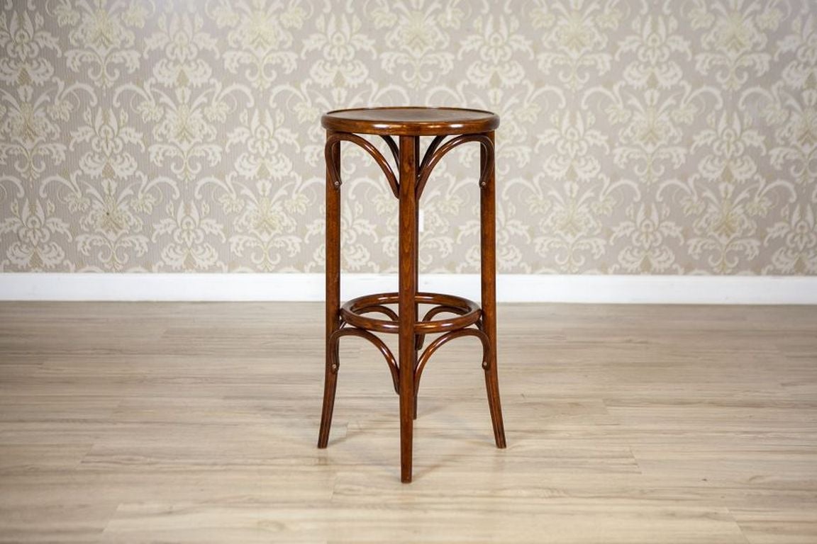 Thonet-Stylized Beech Wood Bar Stool, Circa 1980-1990 For Sale