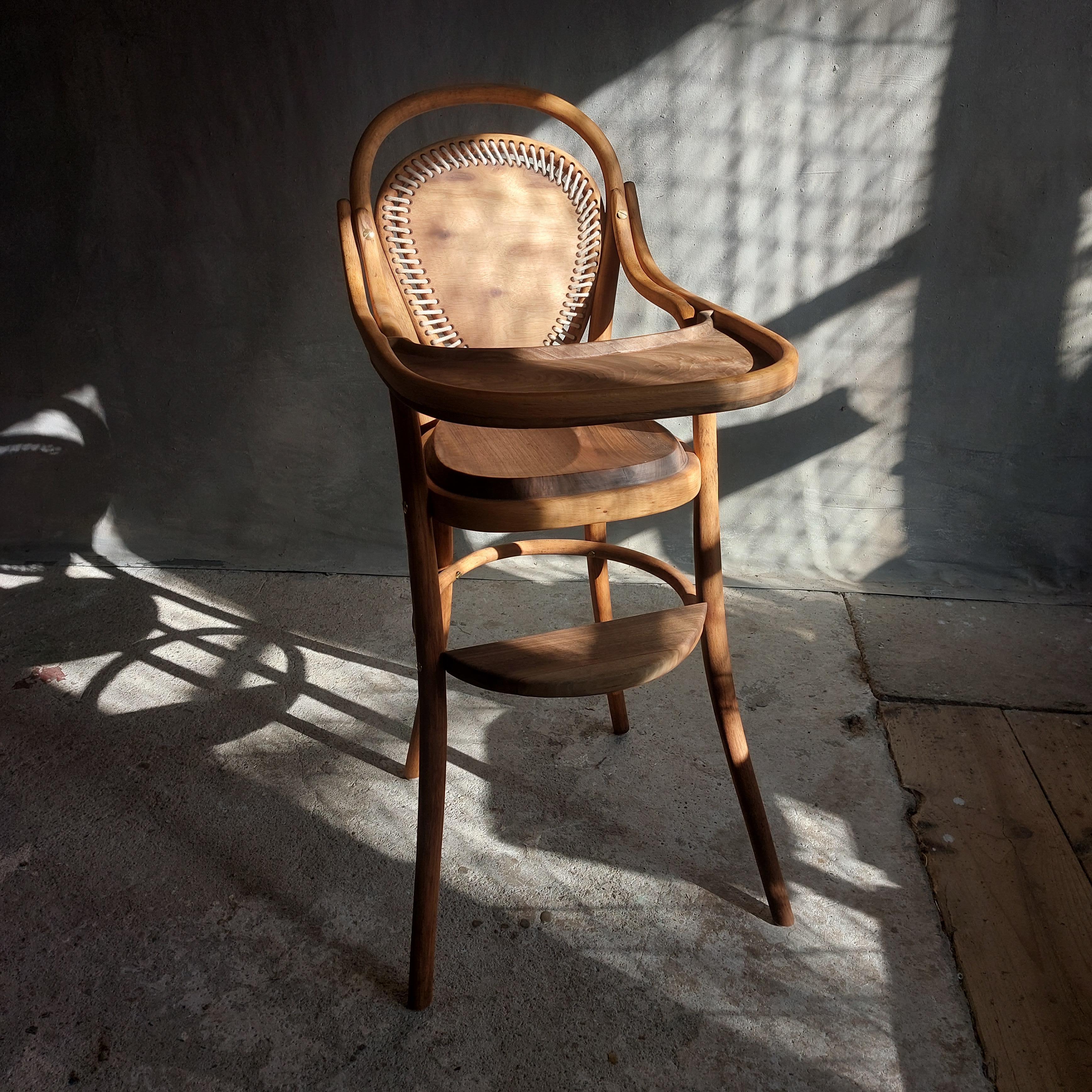Thonet Toddler High Chair.
Don't miss out on the chance to enjoy this one of a kind time traveller.

Manufactured by Michael Thonet in the mid 19th century, the base found discarded on the street near the French embassy in Sofia some years
