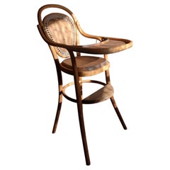 Thonet Toddler High Chair, Thonet Base, Reinvented Walnut Seat and a Backrest