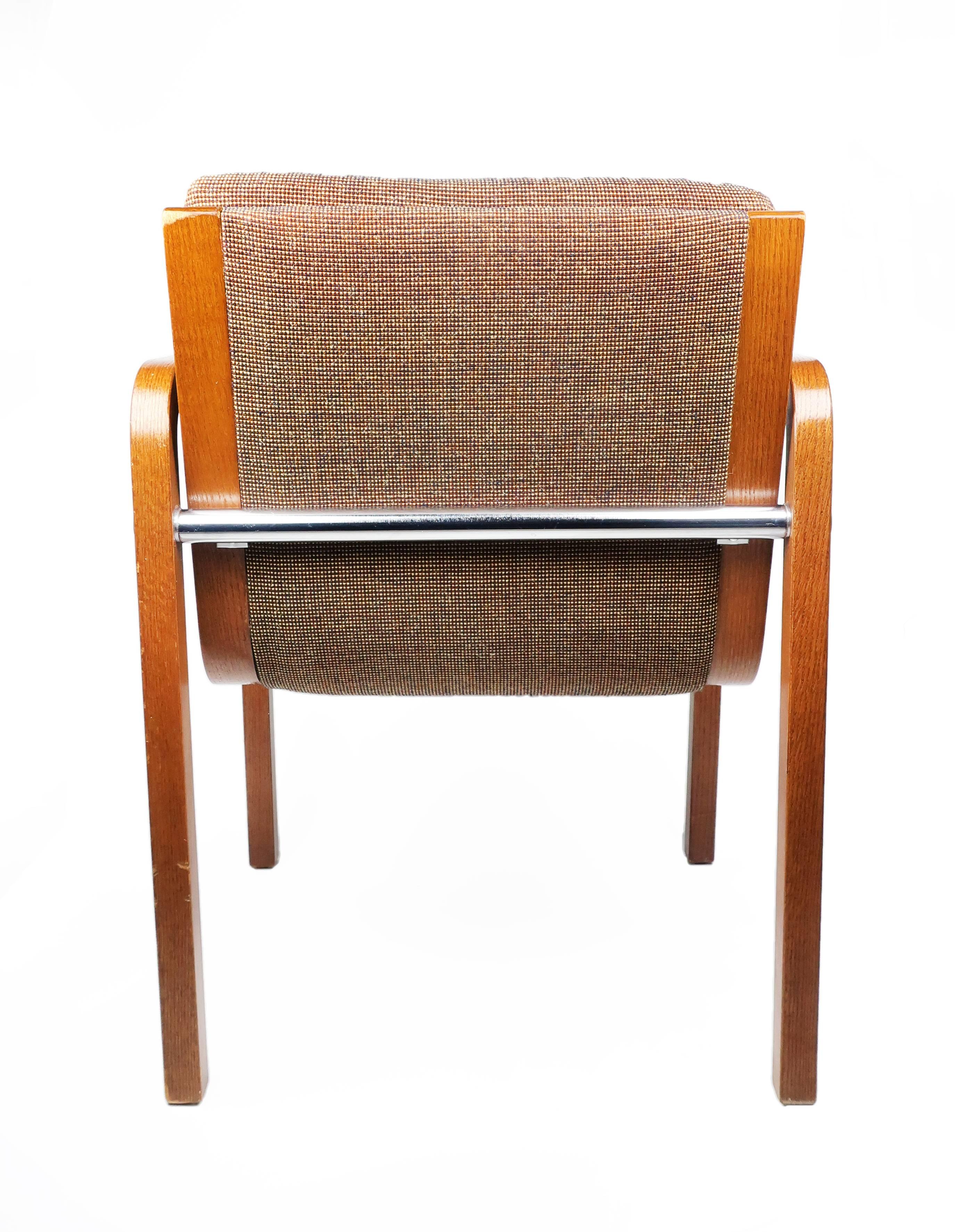 Mid-Century Modern Thonet Upholstered Bentwood Armchair