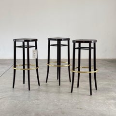 Thonet Vienna Art Deco Revival Barhocker mit Fußstütze aus Messing, 3er Set