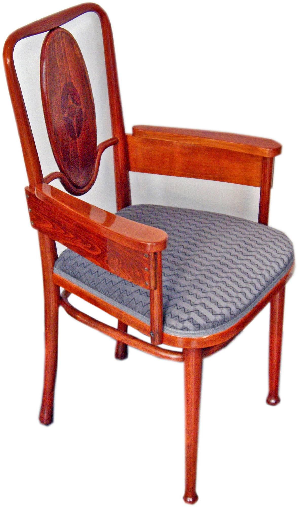 Austrian Thonet Vienna Art Nouveau Armchair Model 414 Marcel Kammerer, circa 1905-1908