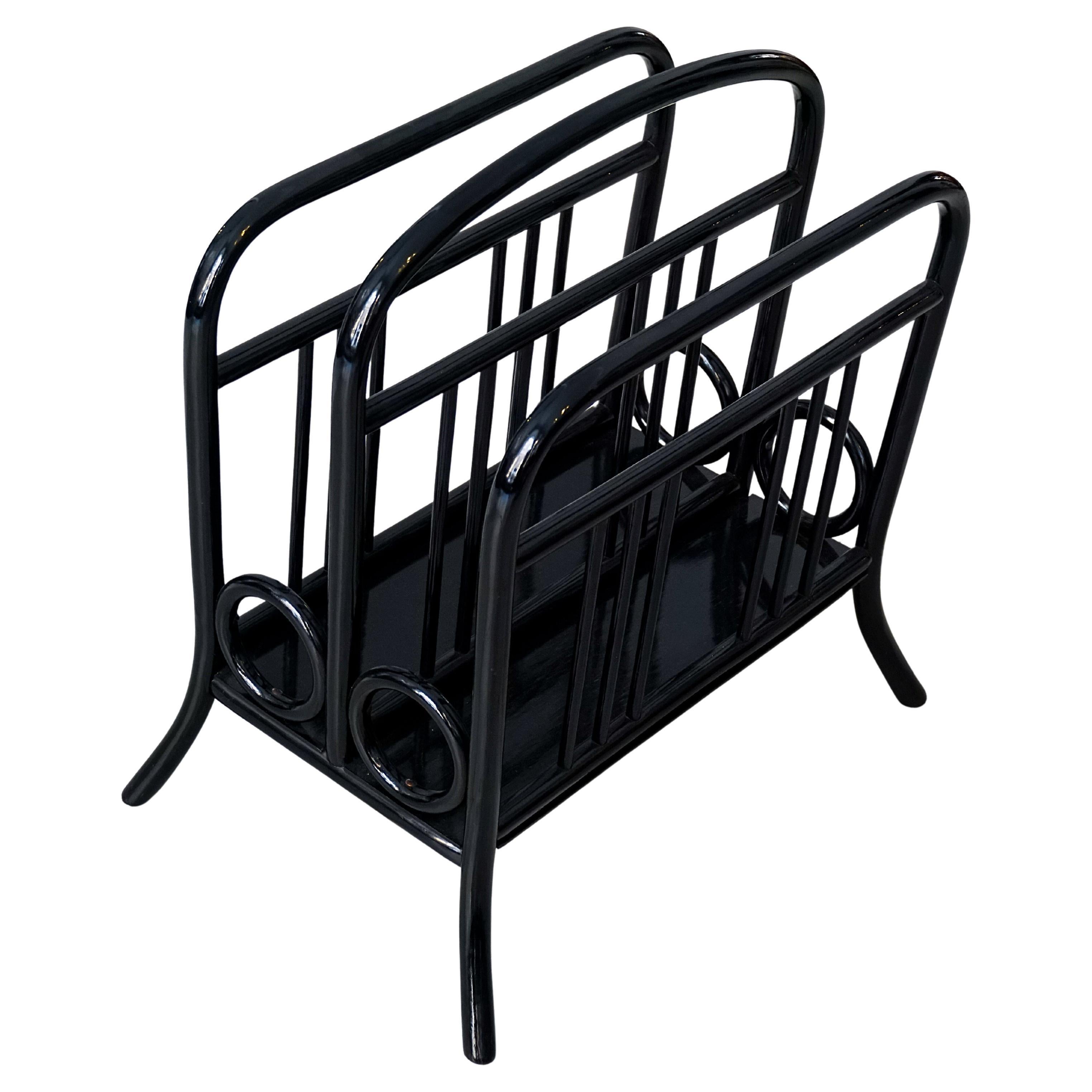 Thonet Vienna Art Nouveau Music, Newspaper or Magazine Rack, Model 33, Black