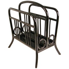 Antique Thonet Vienna Art Nouveau Newspaper Magazine Rack Black Model 33 circa 1904-1906