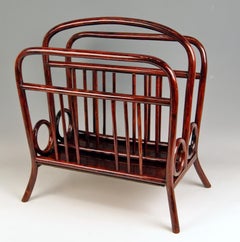 Thonet Vienna Art Nouveau Newspaper Magazine Rack Mahogany Model 33