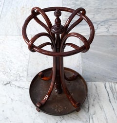 Thonet Vienna Art Nouveau Umbrella Stand, Stained Bentwood, Circa 1900  A