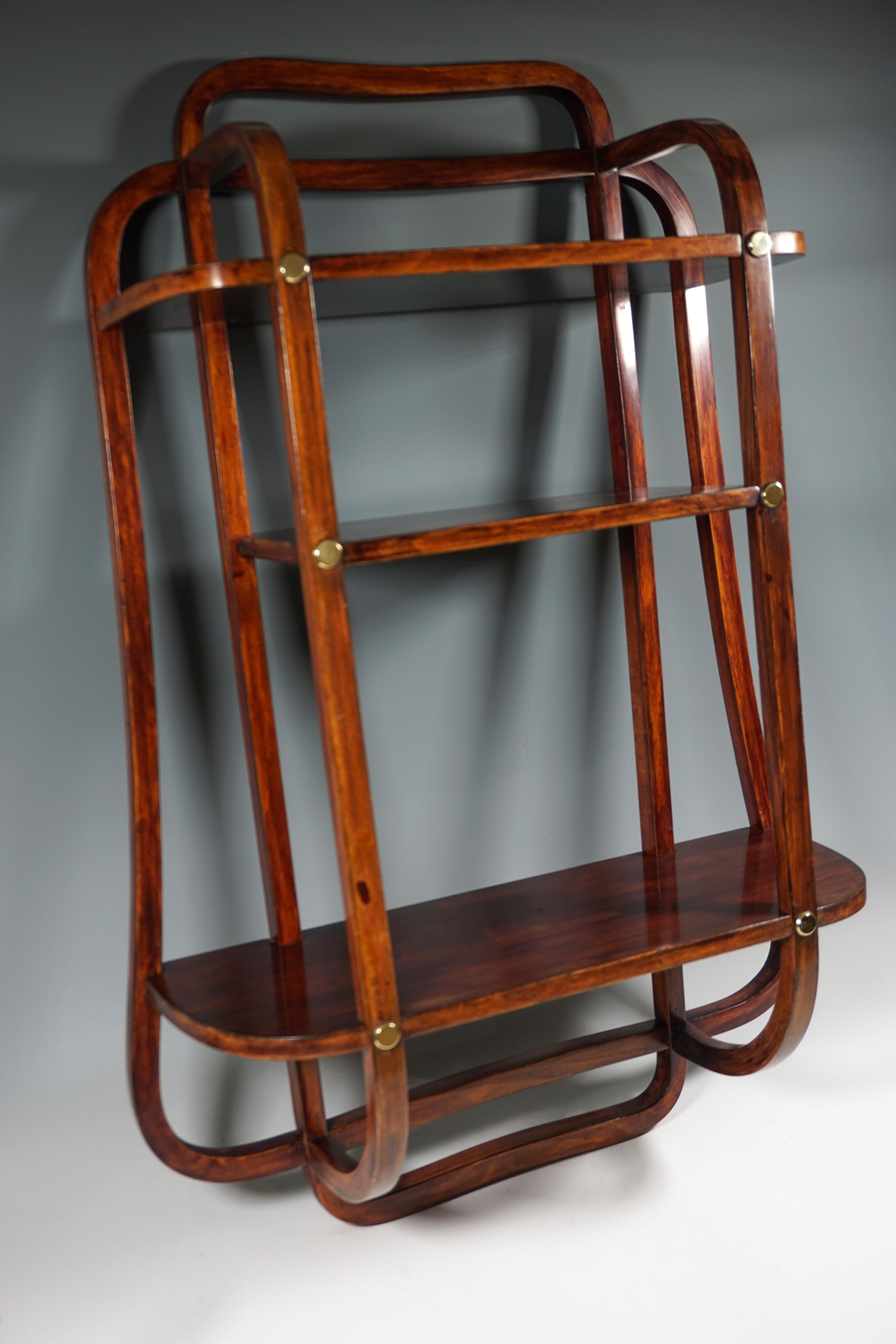 Stained Thonet Vienna Art Nouveau Wall Étagère No 51, Book Shelf, Mahogany stained, 1903