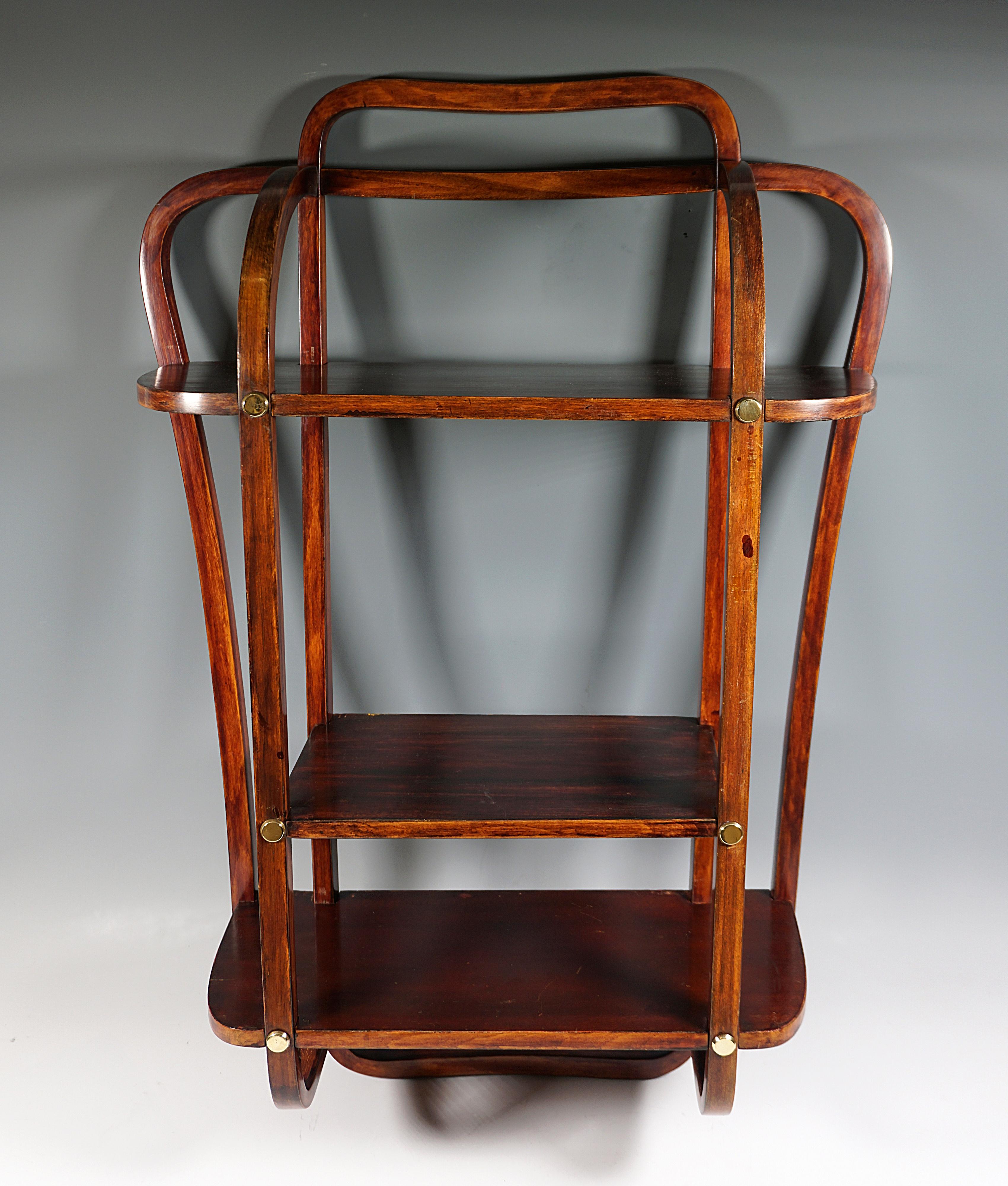 Early 20th Century Thonet Vienna Art Nouveau Wall Étagère No 51, Book Shelf, Mahogany stained, 1903