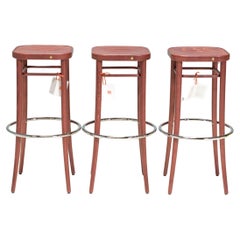 Used Thonet Vienna Walnut 144 Barhocker Stools, Set of 3