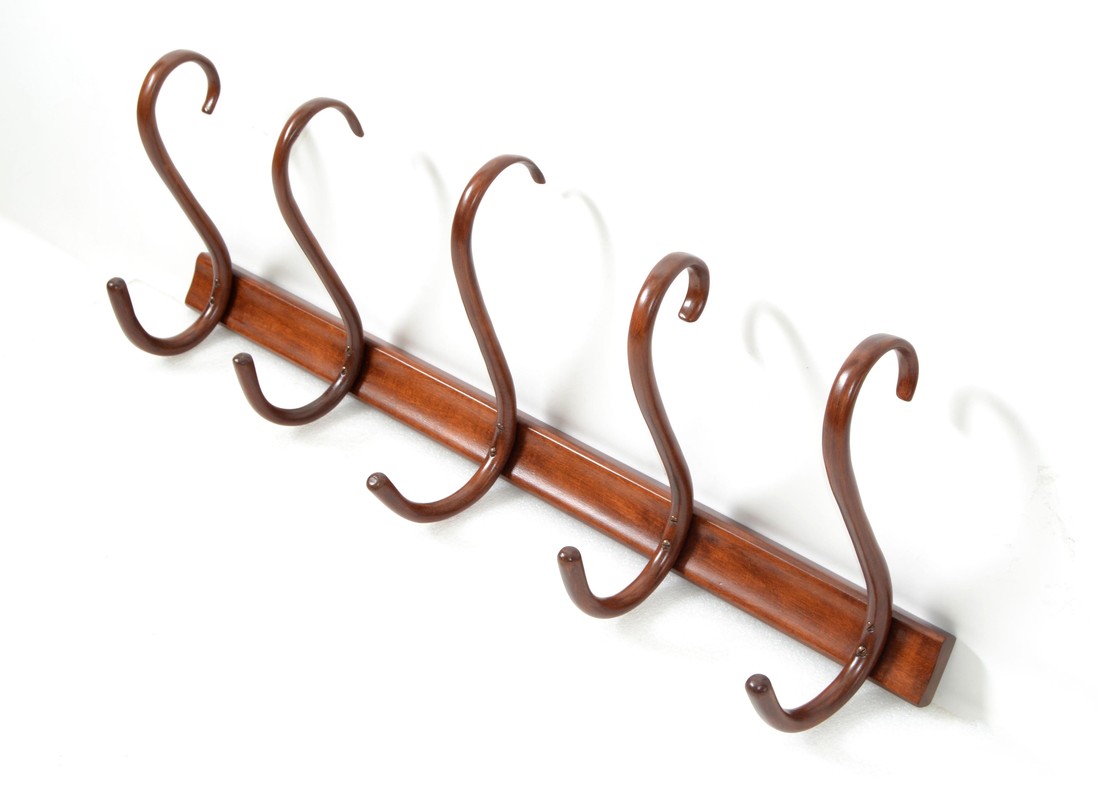 Mid-Century Modern Thonet Vintage Bentwood Wall Mounting Coat, Hat Rack, Wardrobe Hook Austria
