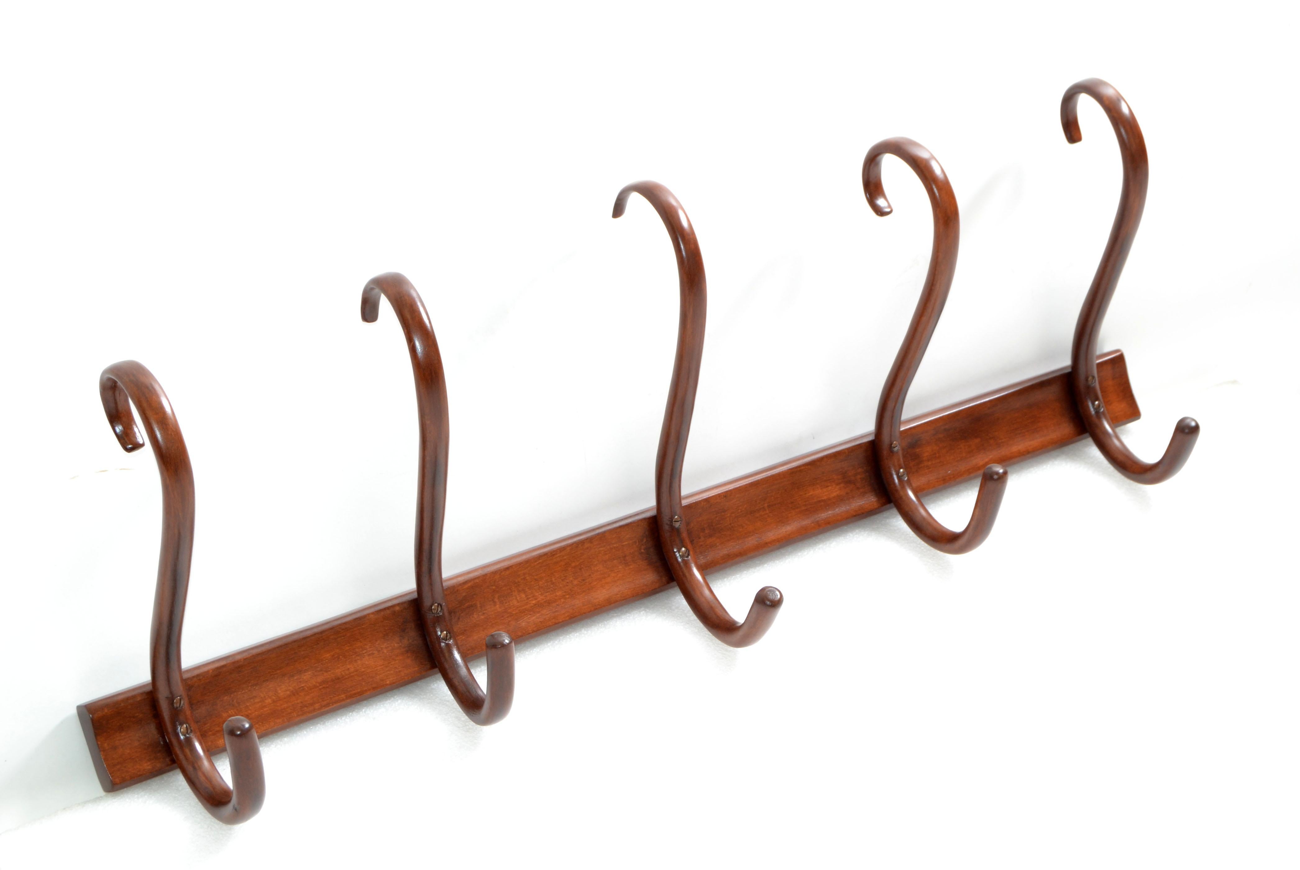 Hand-Crafted Thonet Vintage Bentwood Wall Mounting Coat, Hat Rack, Wardrobe Hook Austria
