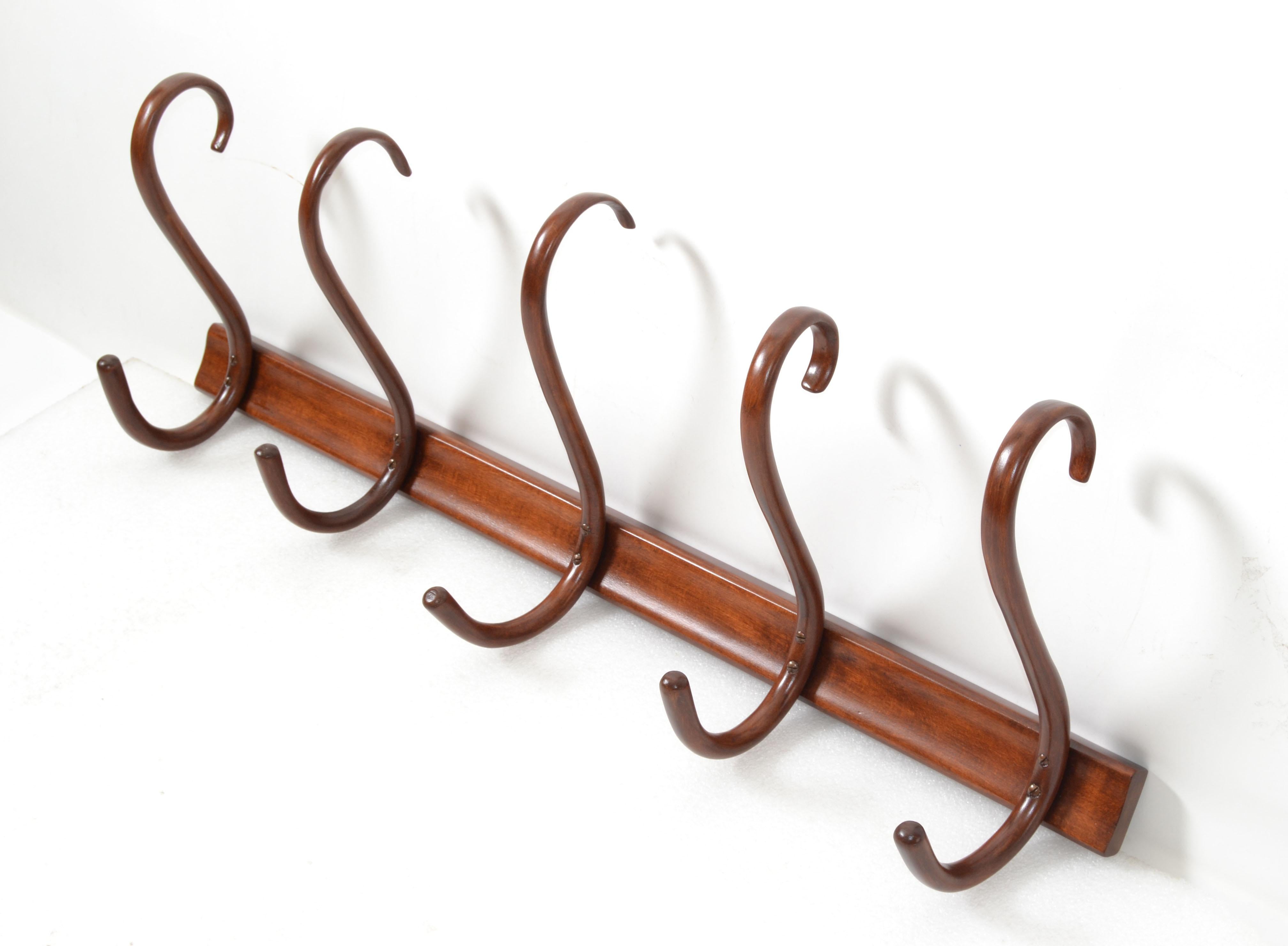 Thonet Vintage Bentwood Wall Mounting Coat, Hat Rack, Wardrobe Hook Austria In Good Condition In Miami, FL