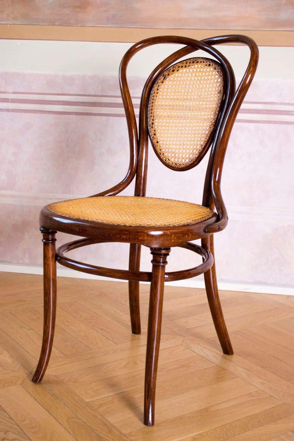 Beautiful Thonet restored new caned and shellackpolitur