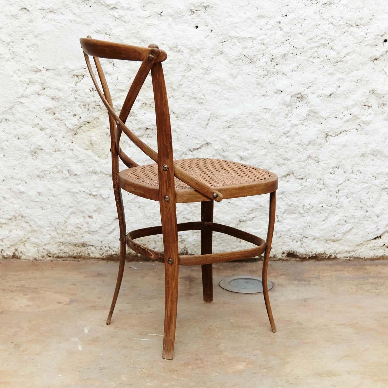 Arts and Crafts Thonet Wood and Rattan Chair Number 91 by August Thonet, circa 1920