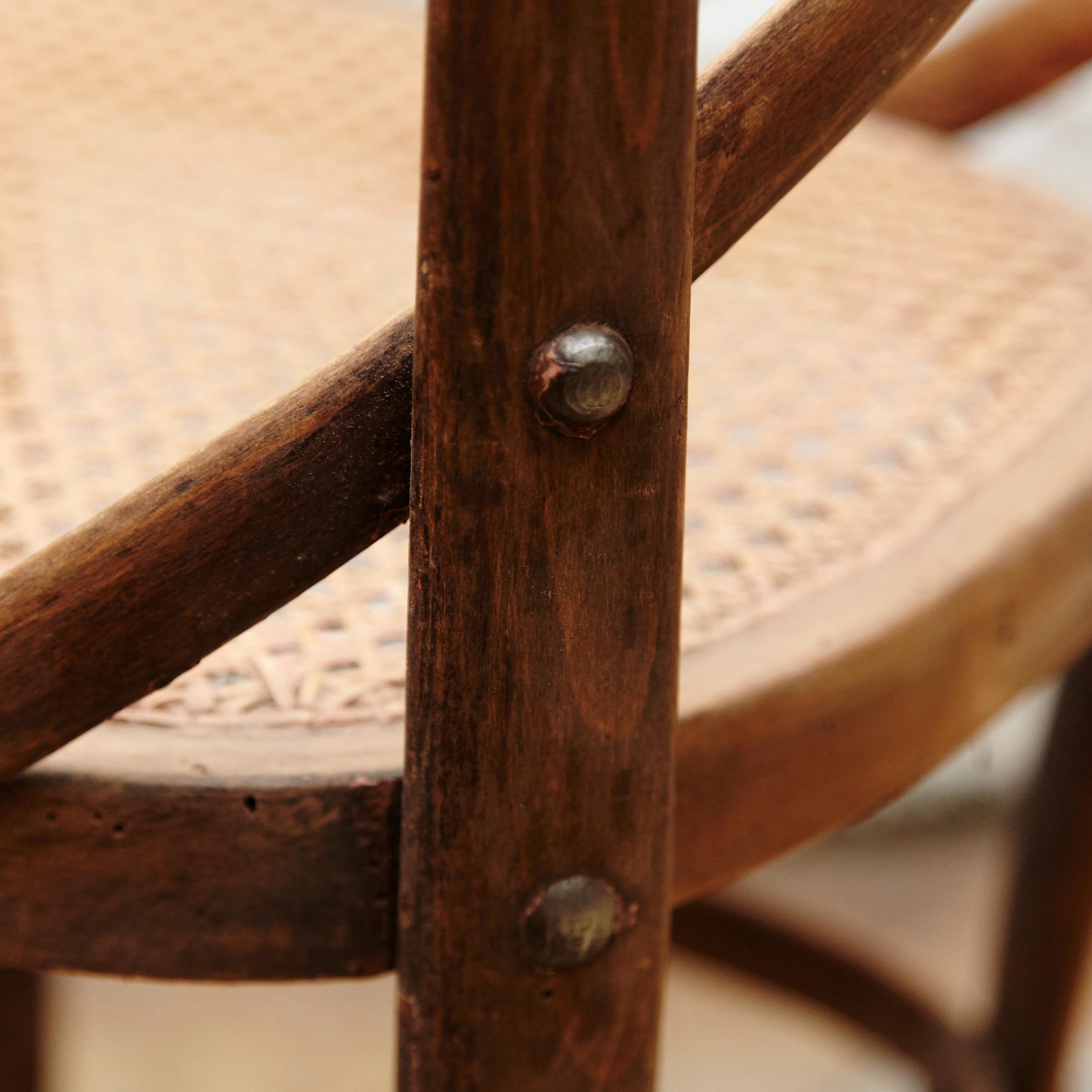 Thonet Wood and Rattan Chair Number 91 by August Thonet, circa 1920 In Good Condition In Barcelona, Barcelona