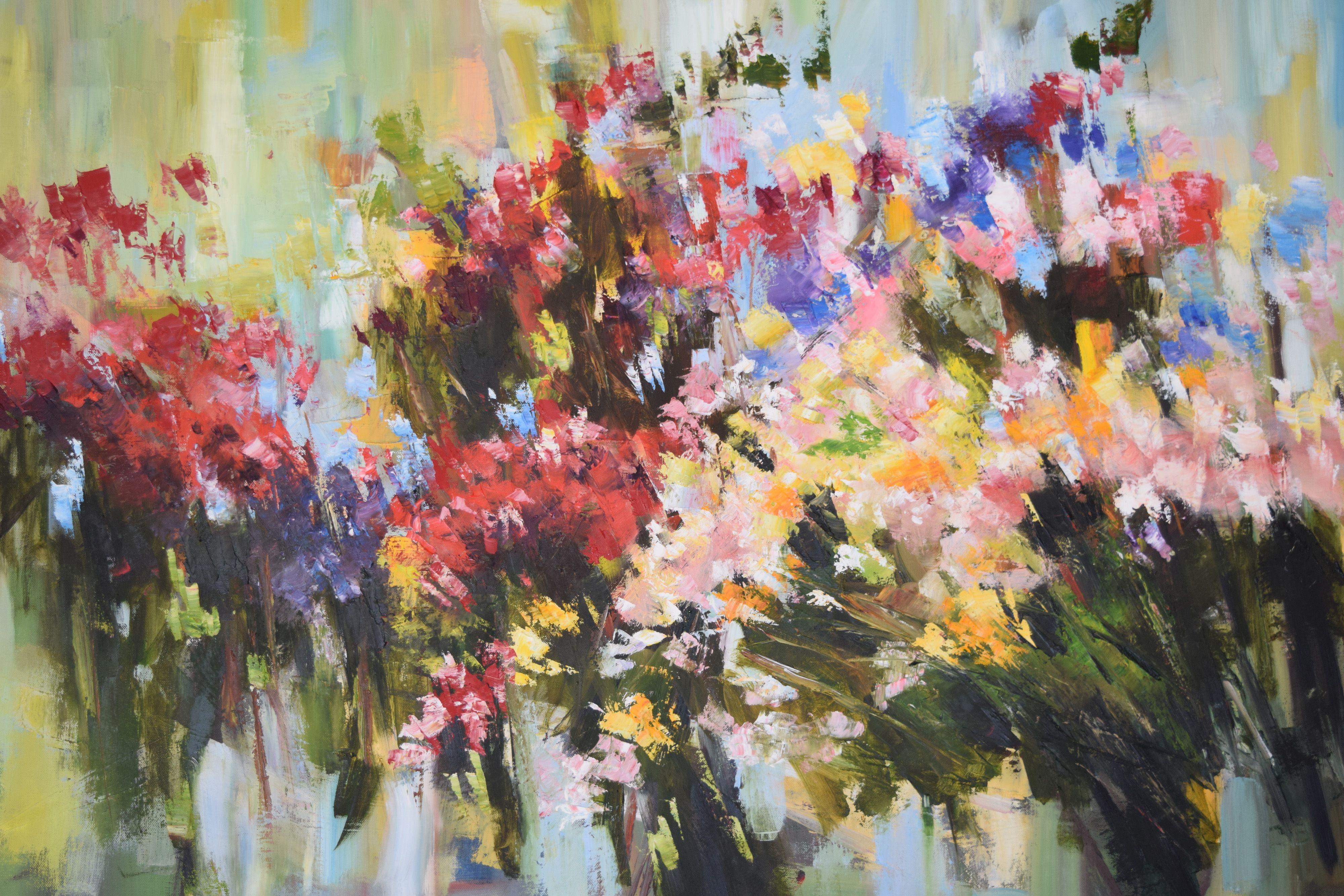 Fiore in fiore, Pittura, Olio su tela - Painting Impressionismo di Thong Le