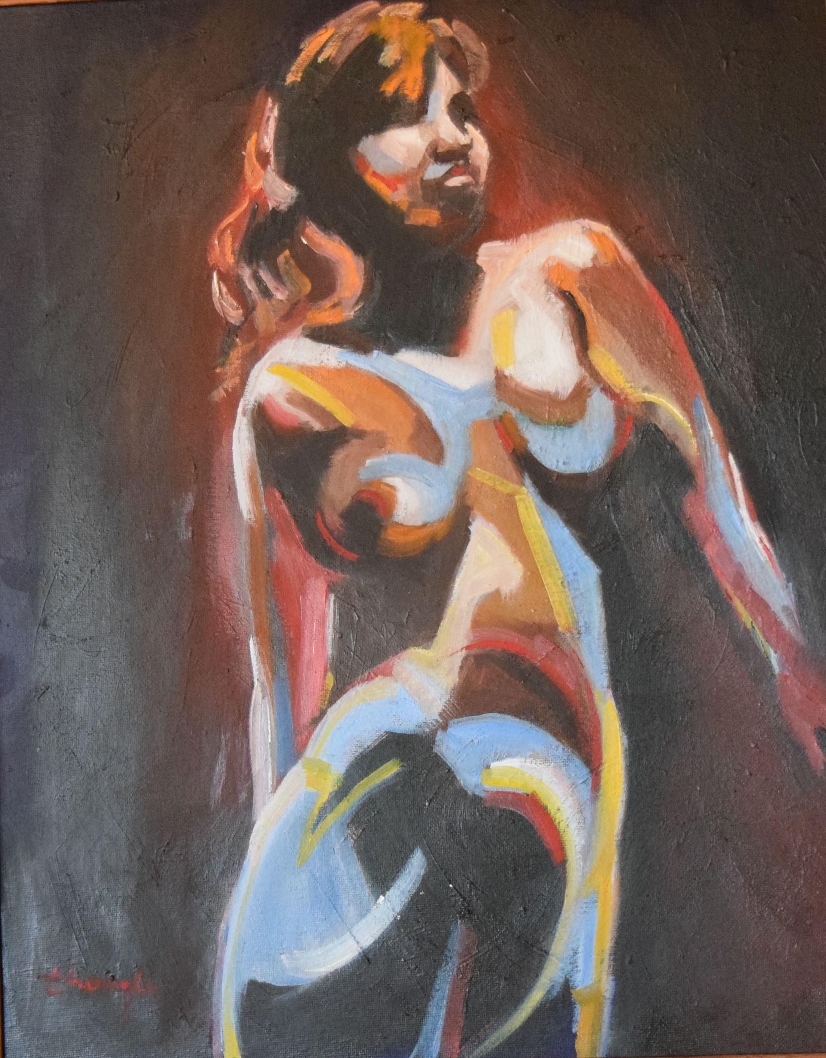 Thong Le Figurative Painting - light with shadow, Painting, Oil on Canvas