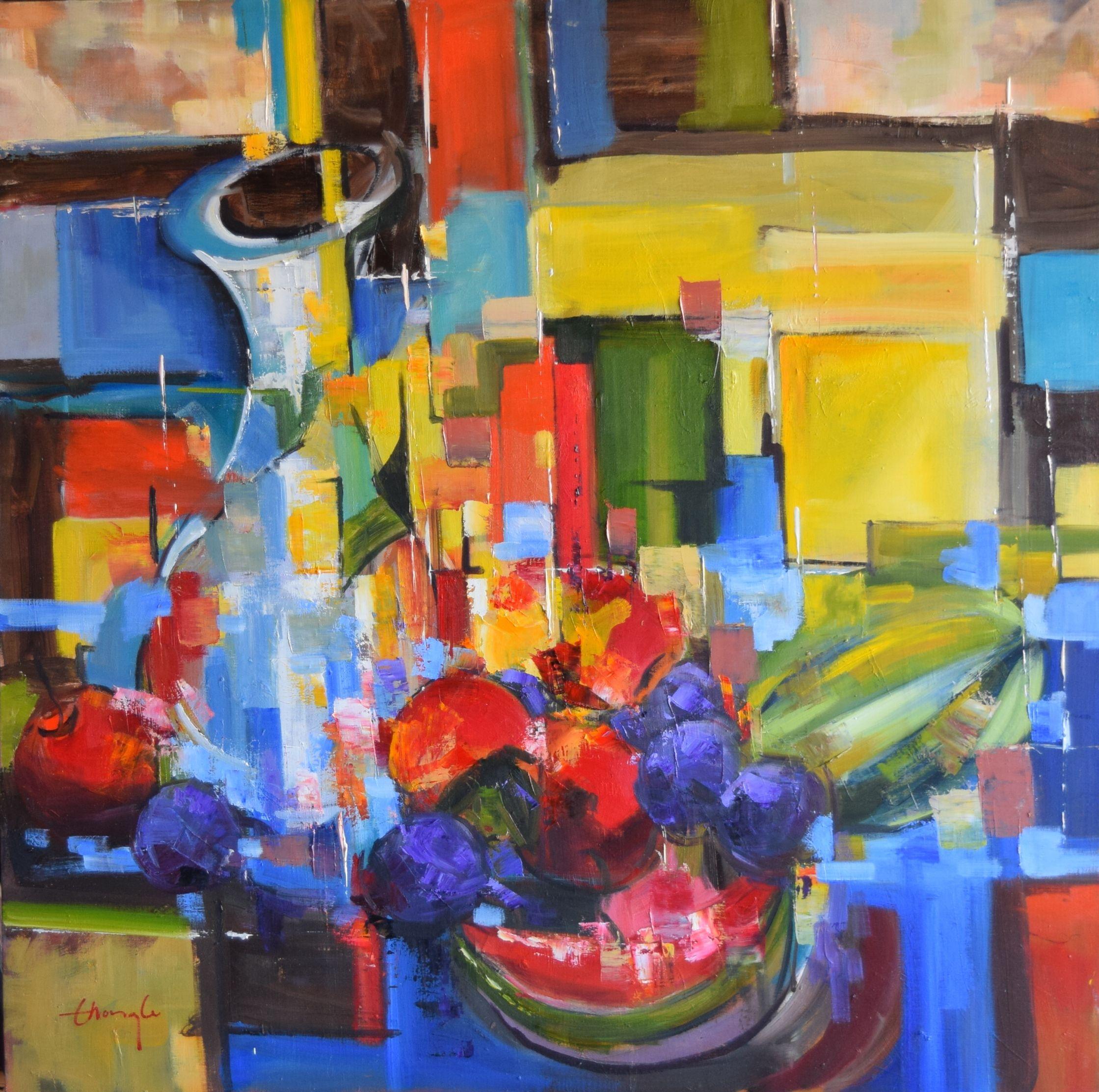 Thong Le Abstract Painting – Migraine, Gemälde, Öl auf Leinwand