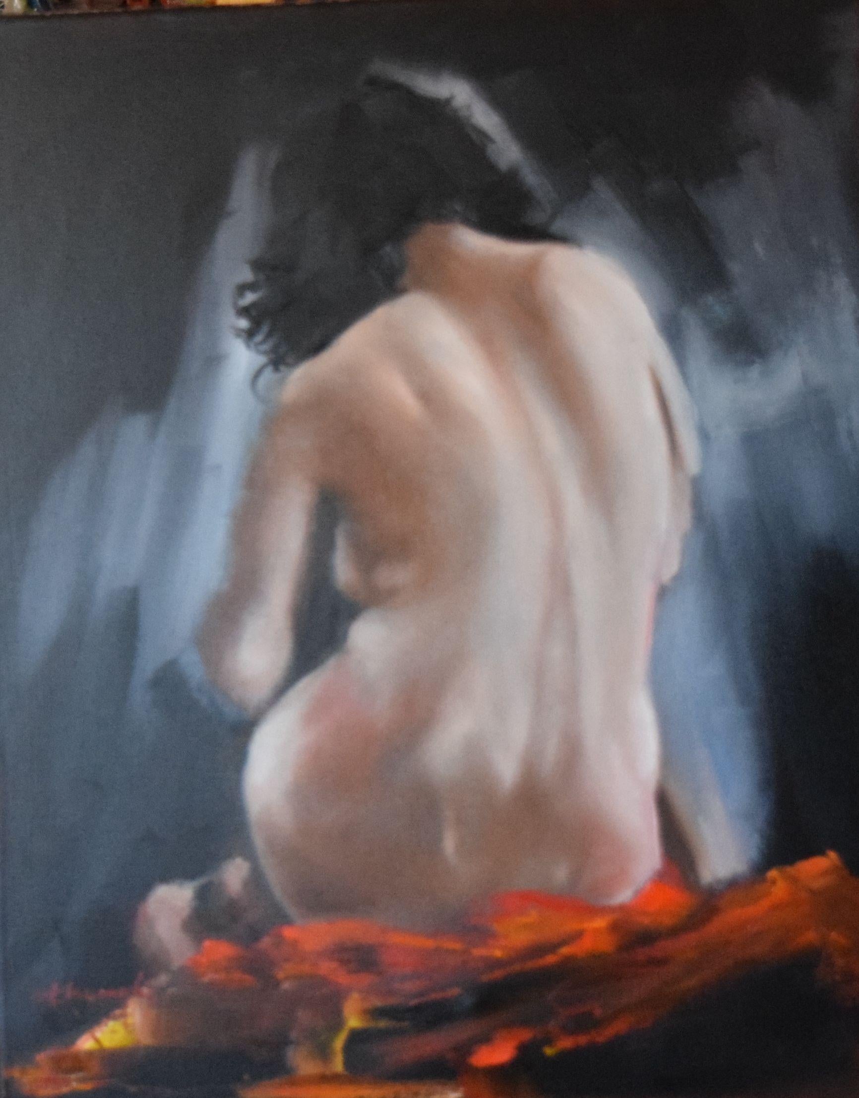 Thong Le Figurative Painting - nude, Painting, Oil on Canvas
