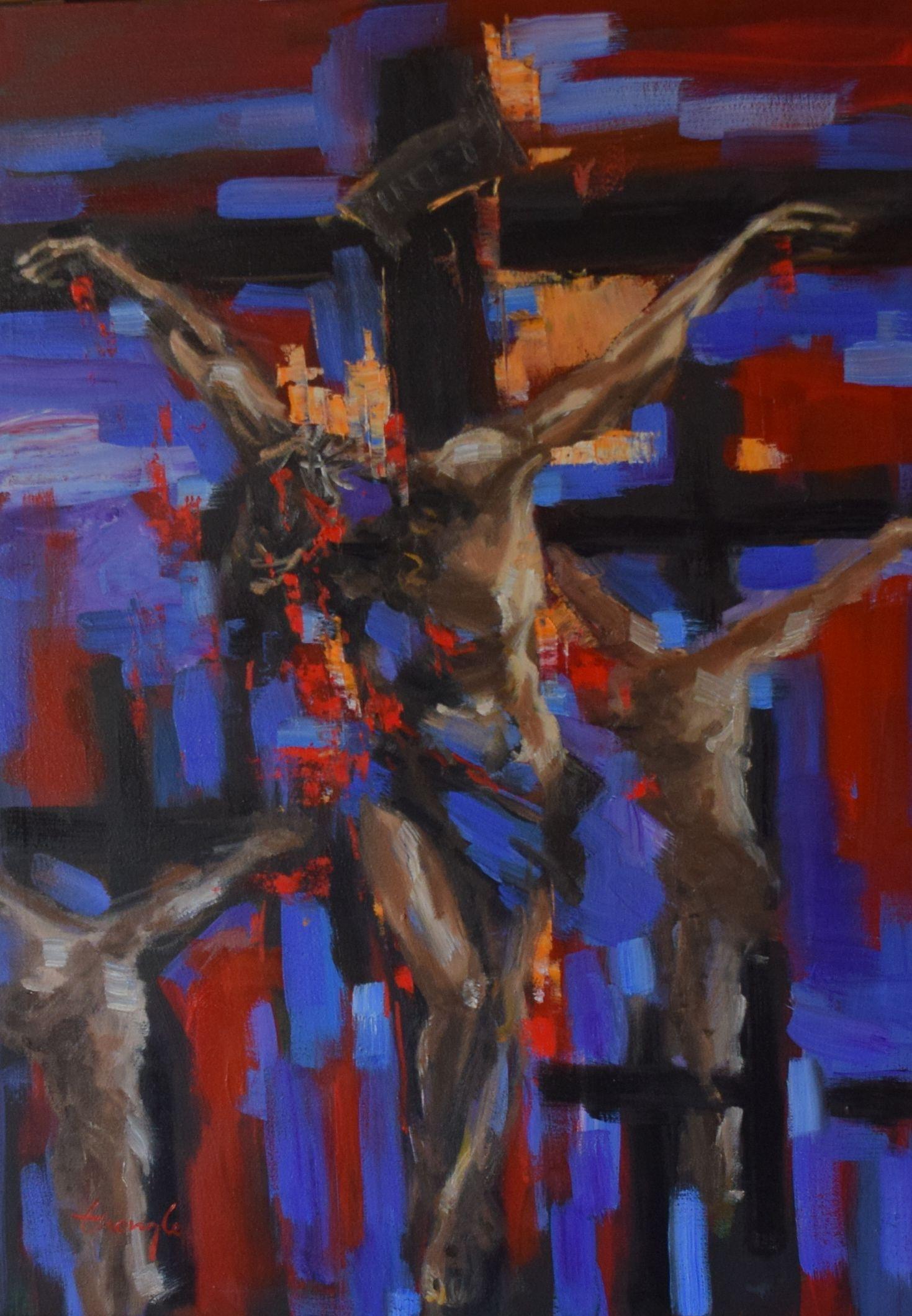 Thong Le Abstract Painting – Sadness, Gemälde, Öl auf Leinwand