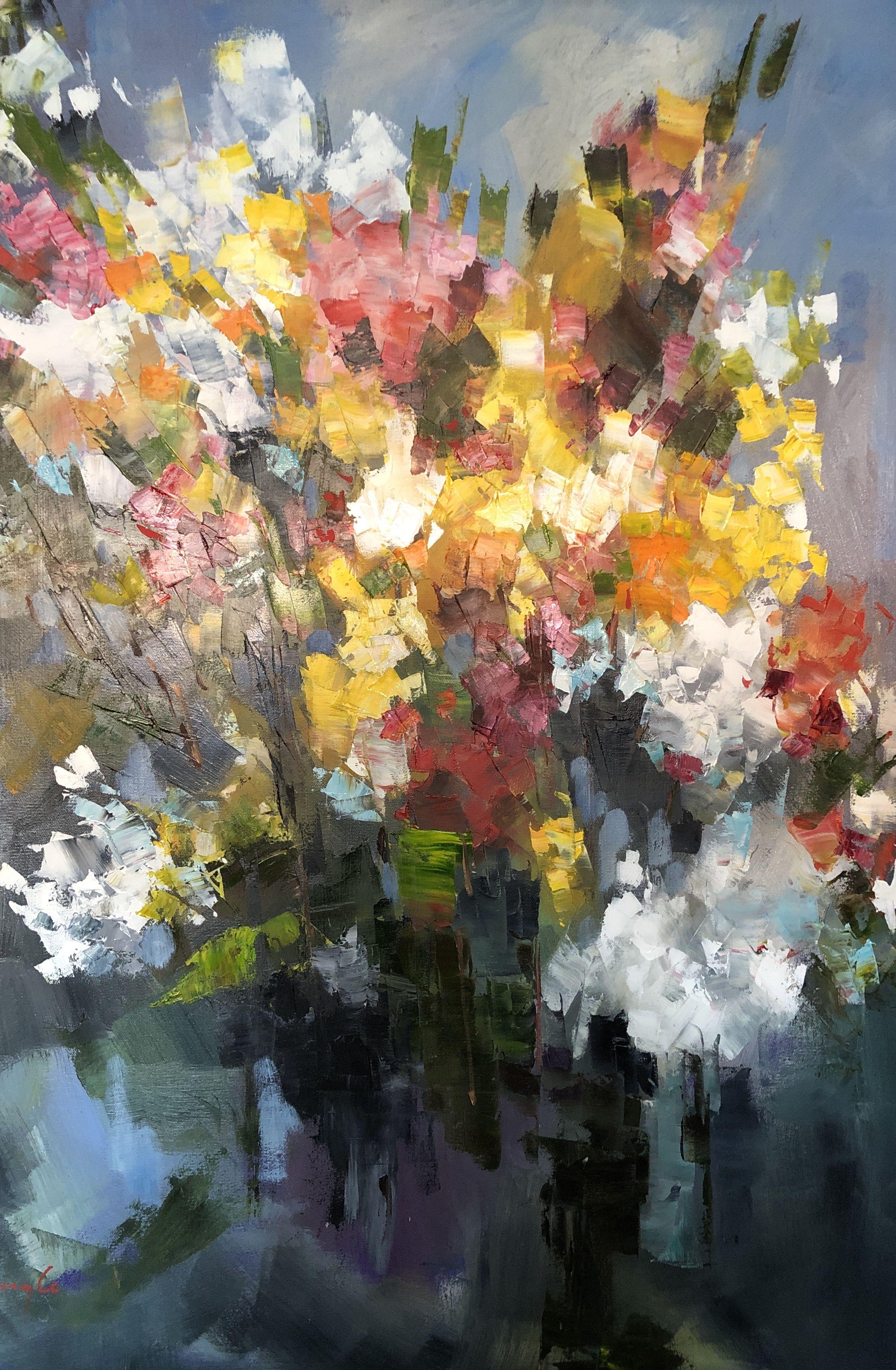 primavera, Pintura, Óleo sobre lienzo - Painting de Thong Le