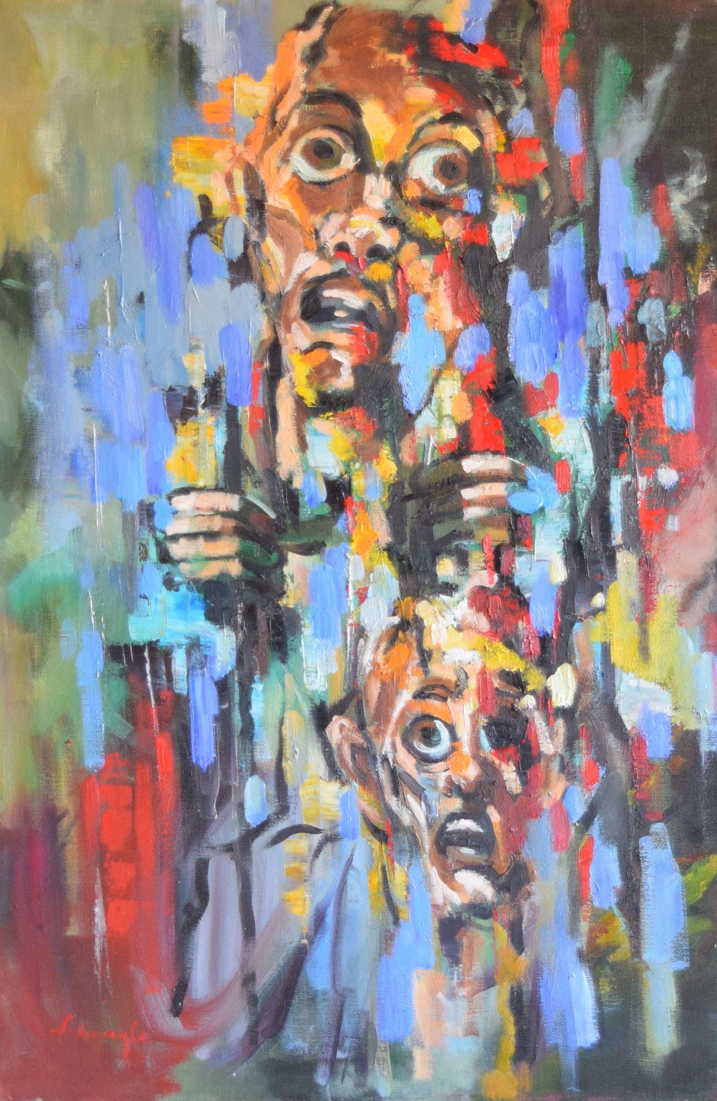 Thong Le Abstract Painting – Geflecht, Gemälde, Öl auf Leinwand