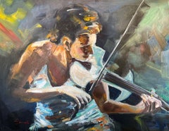 Concerto de violon, peinture, huile sur toile