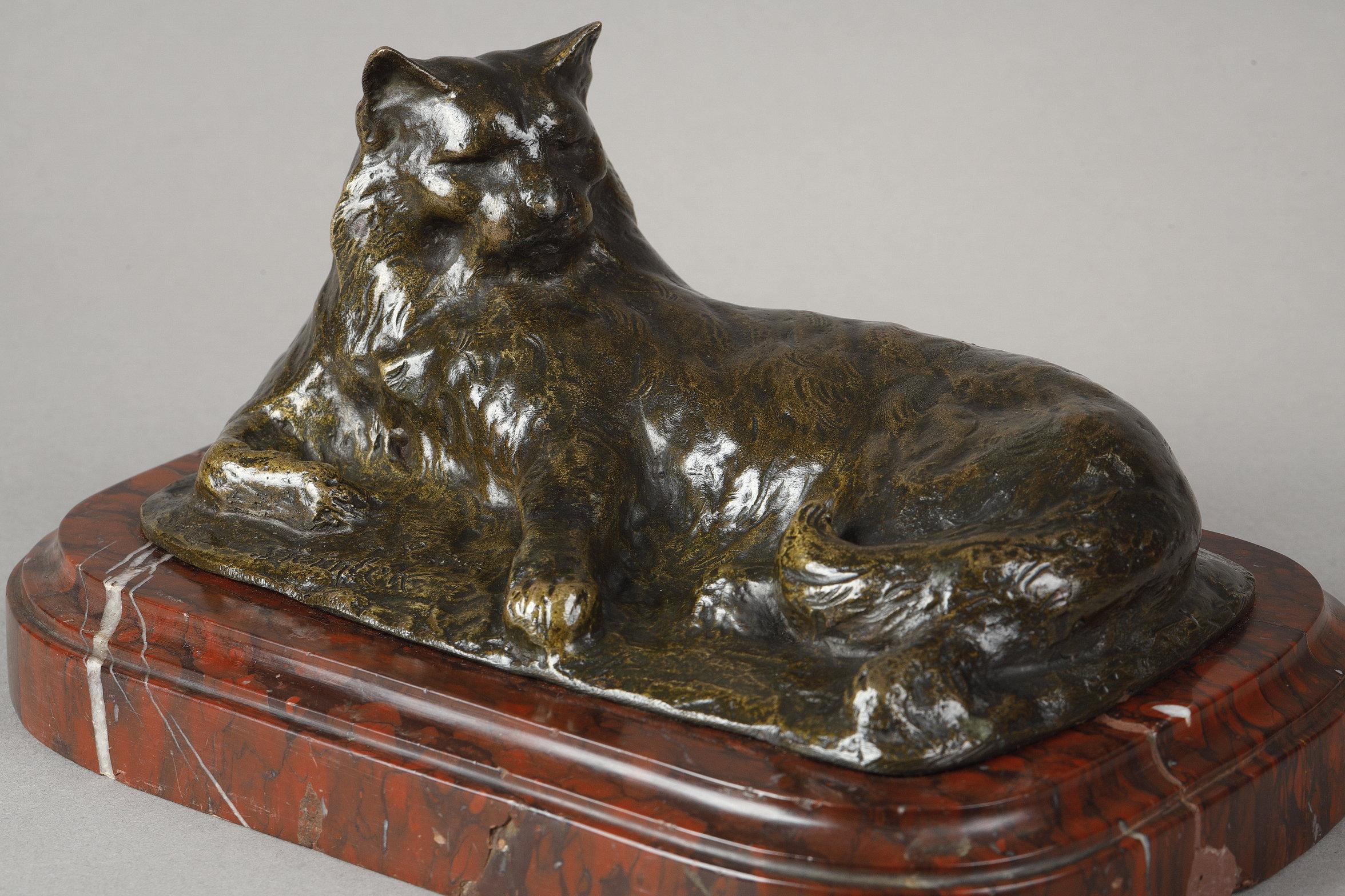 Lying Cat
Théophile-Alexandre STEINLEN (1859-1923)
 
A bronze sculpture with a nuanced dark brown patina
Signed on the base 