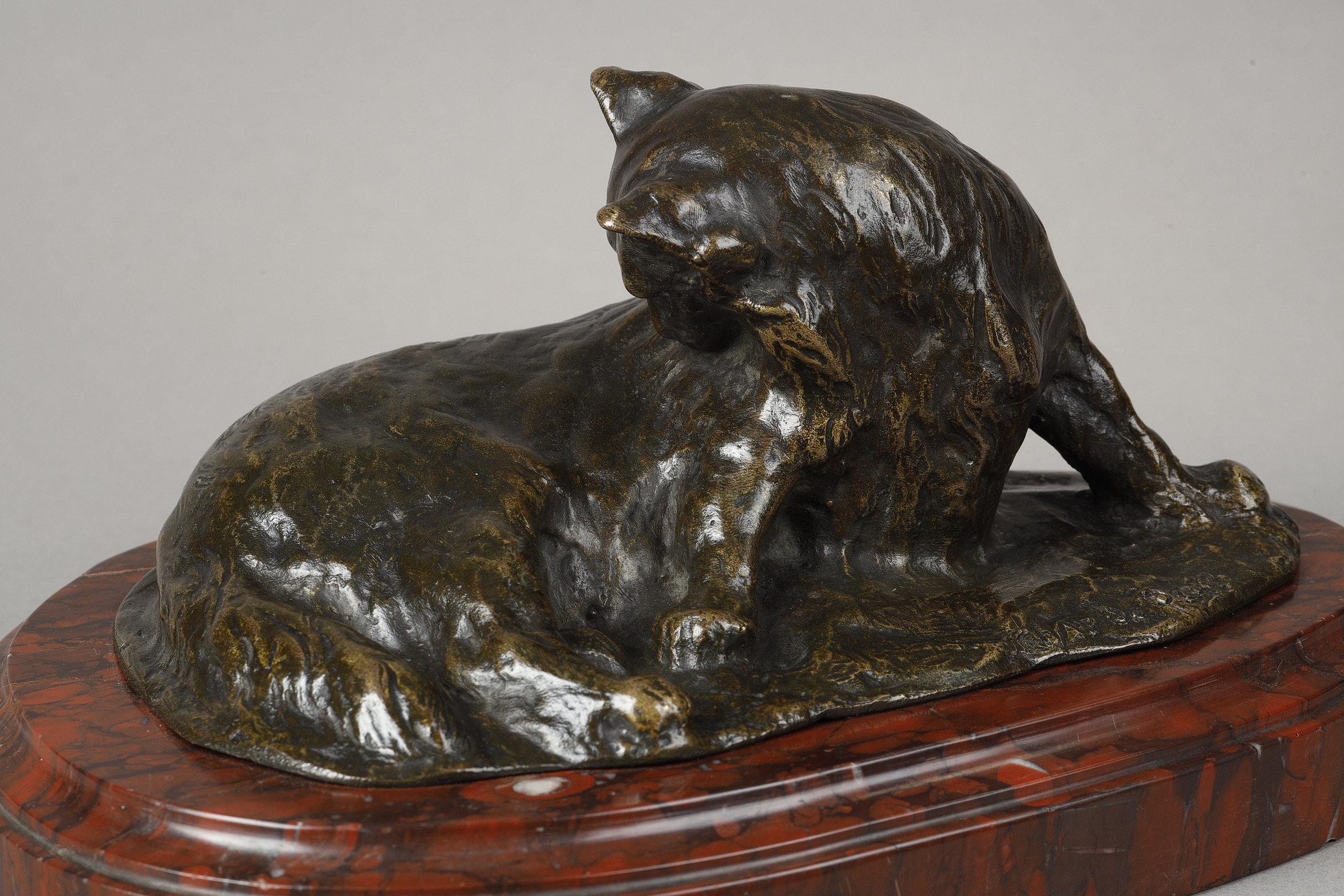 Persian Cat (Art nouveau), Sculpture, von Théophile-Alexandre Steinlen