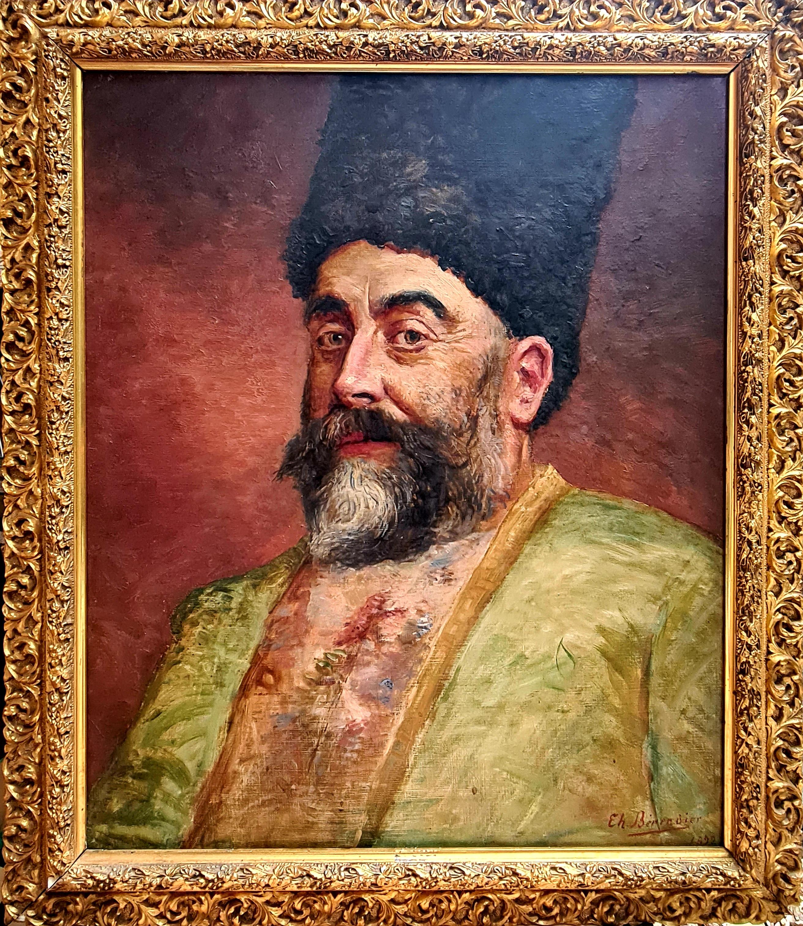 Théophile Bérengier Figurative Painting - The Papakha, A Pre Revolutionary Nobleman From the Caucasus.