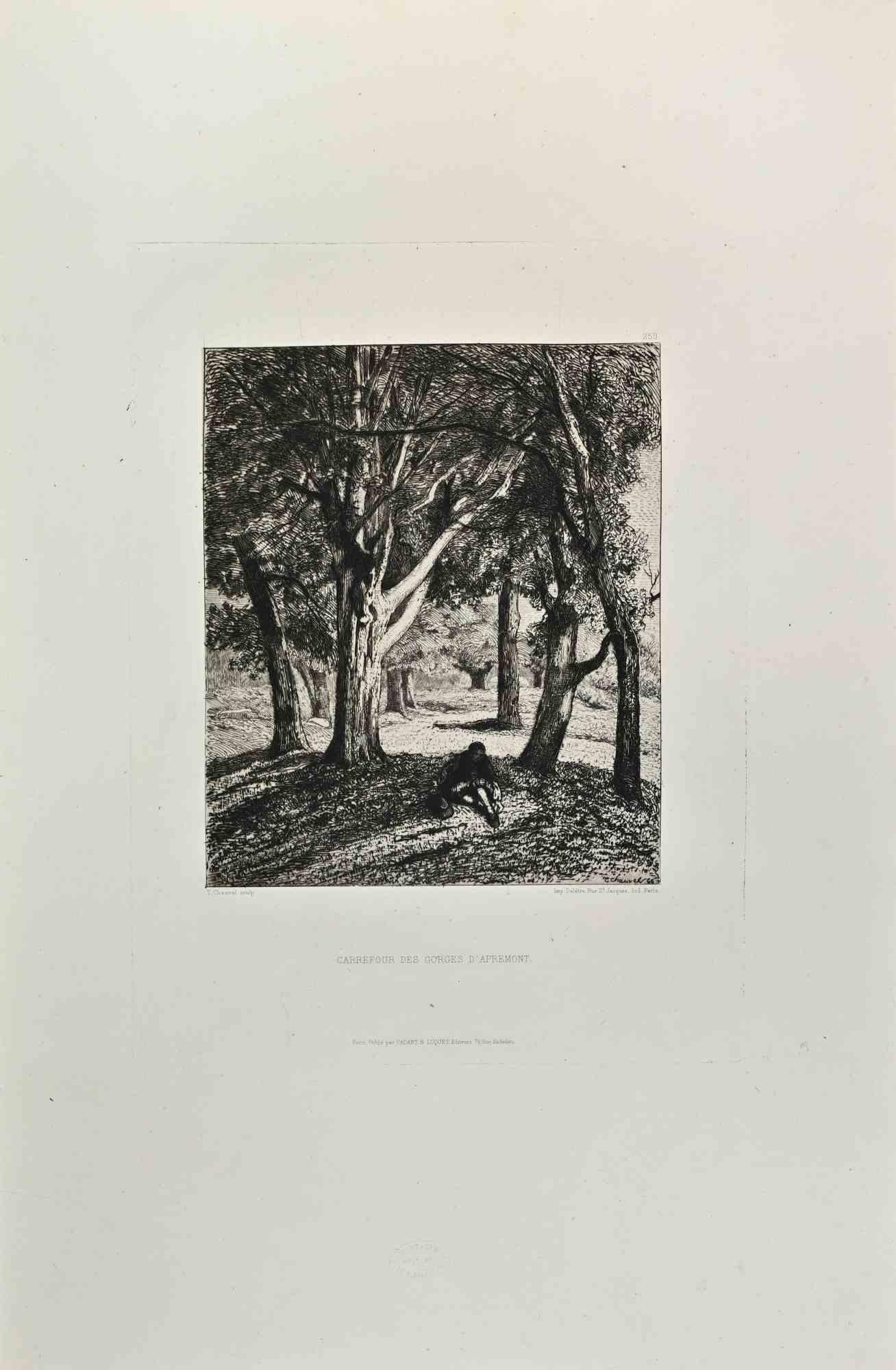 El Carrefour des Gorges d'Apremont es una obra de arte realizada por T. Chauvel en la década de 1870.

Grabado.

Buenas condiciones.



Realizado para la "Société des Aquafortistes. Nacida por iniciativa del editor Alfred Cadart, la Société des