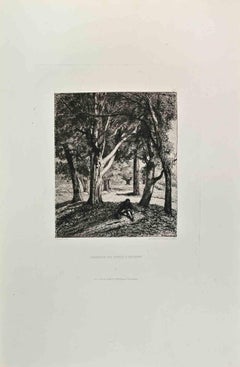 Carrefour des Gorges d'Apremont - Etching by Théophile Chauvel - 1870s