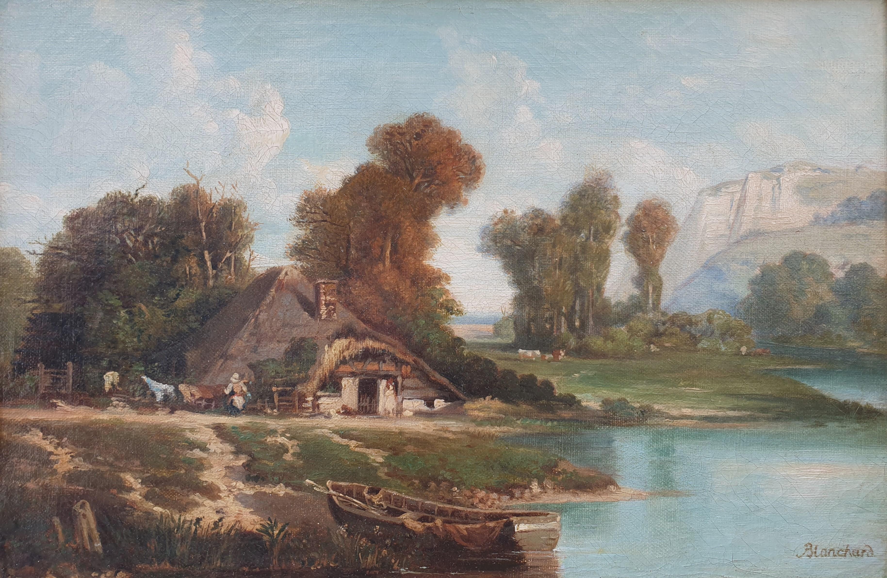 Théophile Clément BLANCHARD 1820 - 1849
Olio su tela
27 x 40 cm (45 x 58 cm con la cornice)
Firmato in basso a destra "Blanchard"
Bellissima cornice in legno dorato del XIX secolo

Pittore, litografo e illustratore francese, Théophile Clément