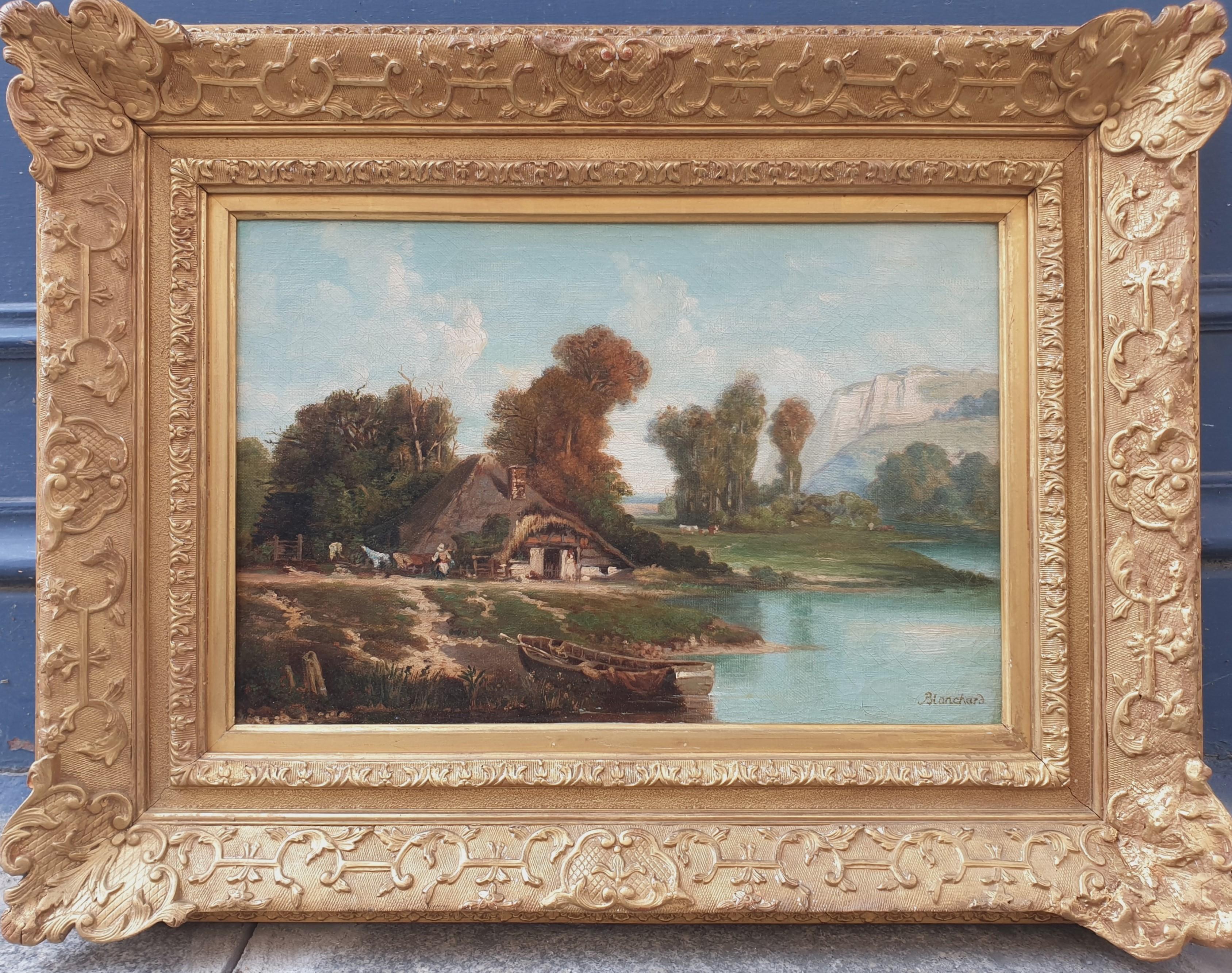 Théophile Clément BLANCHARD 1820 - 1849
Oil on canvas
27 x 40 cm (45 x 58 cm with the frame)
Signed lower right "Blanchard"
Very nice 19th century gilded wooden frame

French painter, lithographer and illustrator, Théophile Clément Blanchard is part