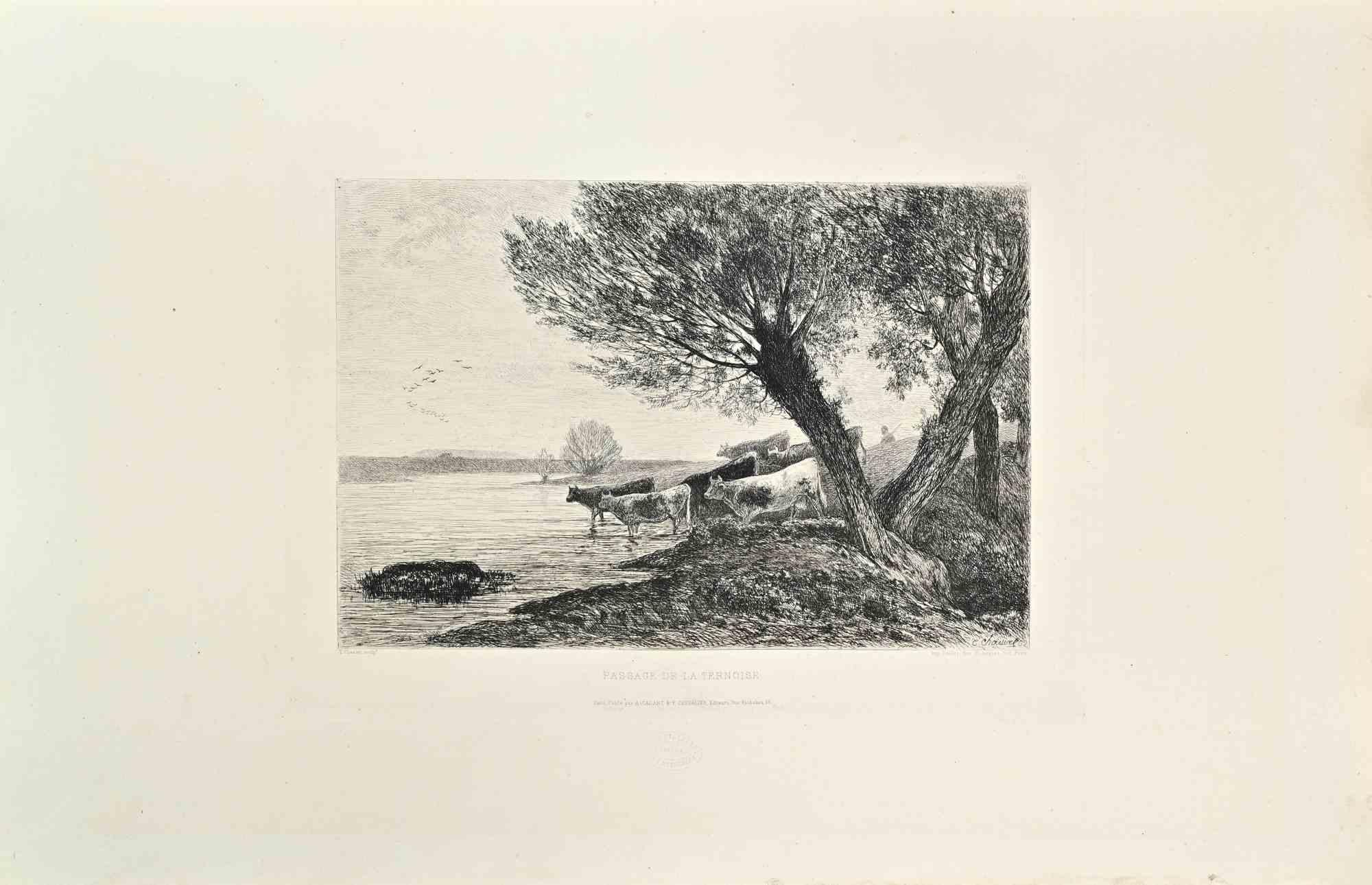 Etching on laid paper
Signed in plate lower right: T. Chauvel
Published by Cadart &amp; Luquet, Éditeurs, 79 Rue Richelieu, Paris
With the blindstamp of the Société des Aquafortistes, lower margin
In Passage de la Ternoise, Théophile
