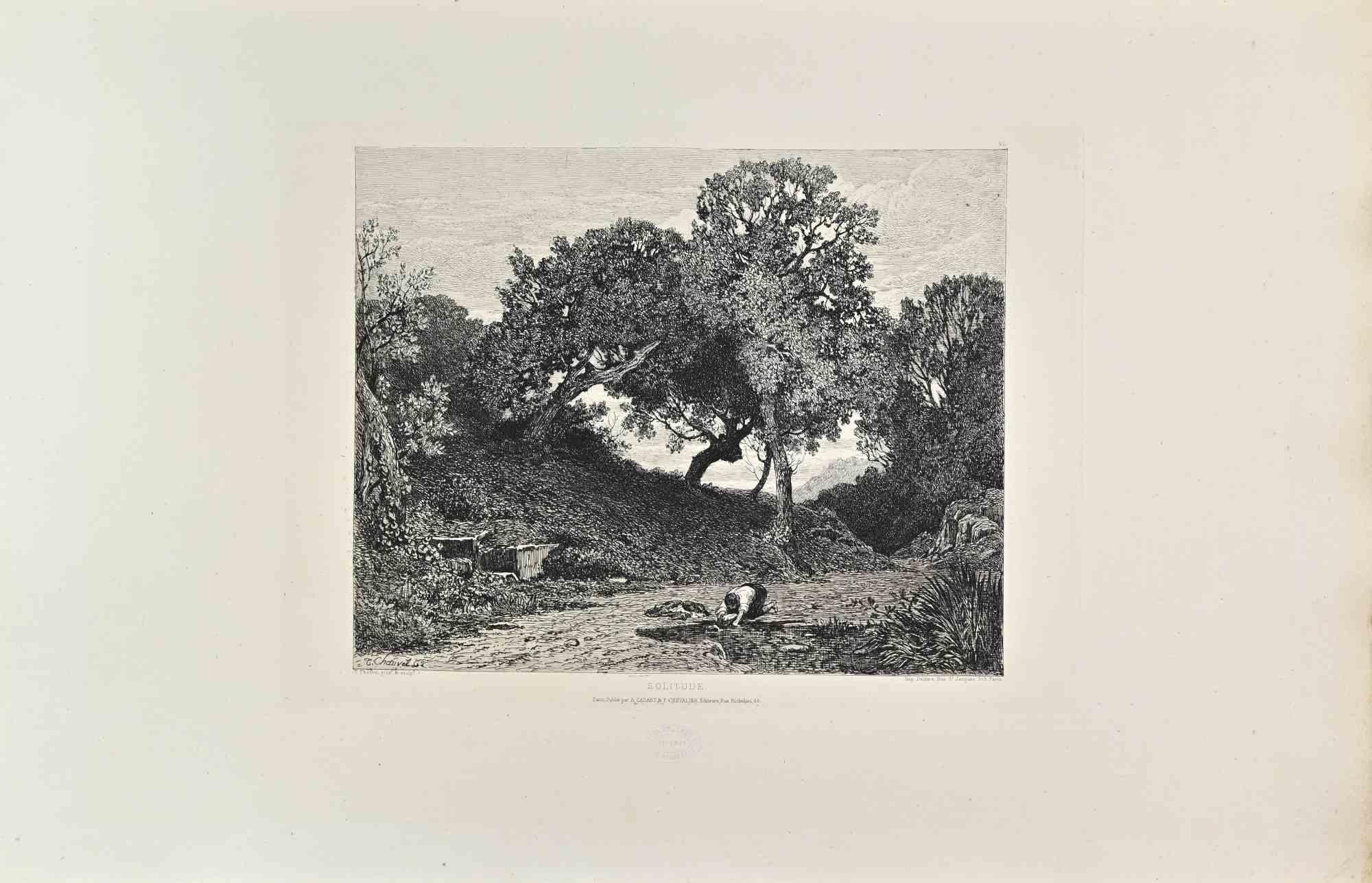 Etching on laid paper
Signed in plate lower right: T. Chauvel
Published by Cadart &amp; Luquet, Éditeurs, 79 Rue Richelieu, Paris
With the blindstamp of the Société des Aquafortistes, lower margin
In Passage de la Ternoise, Théophile